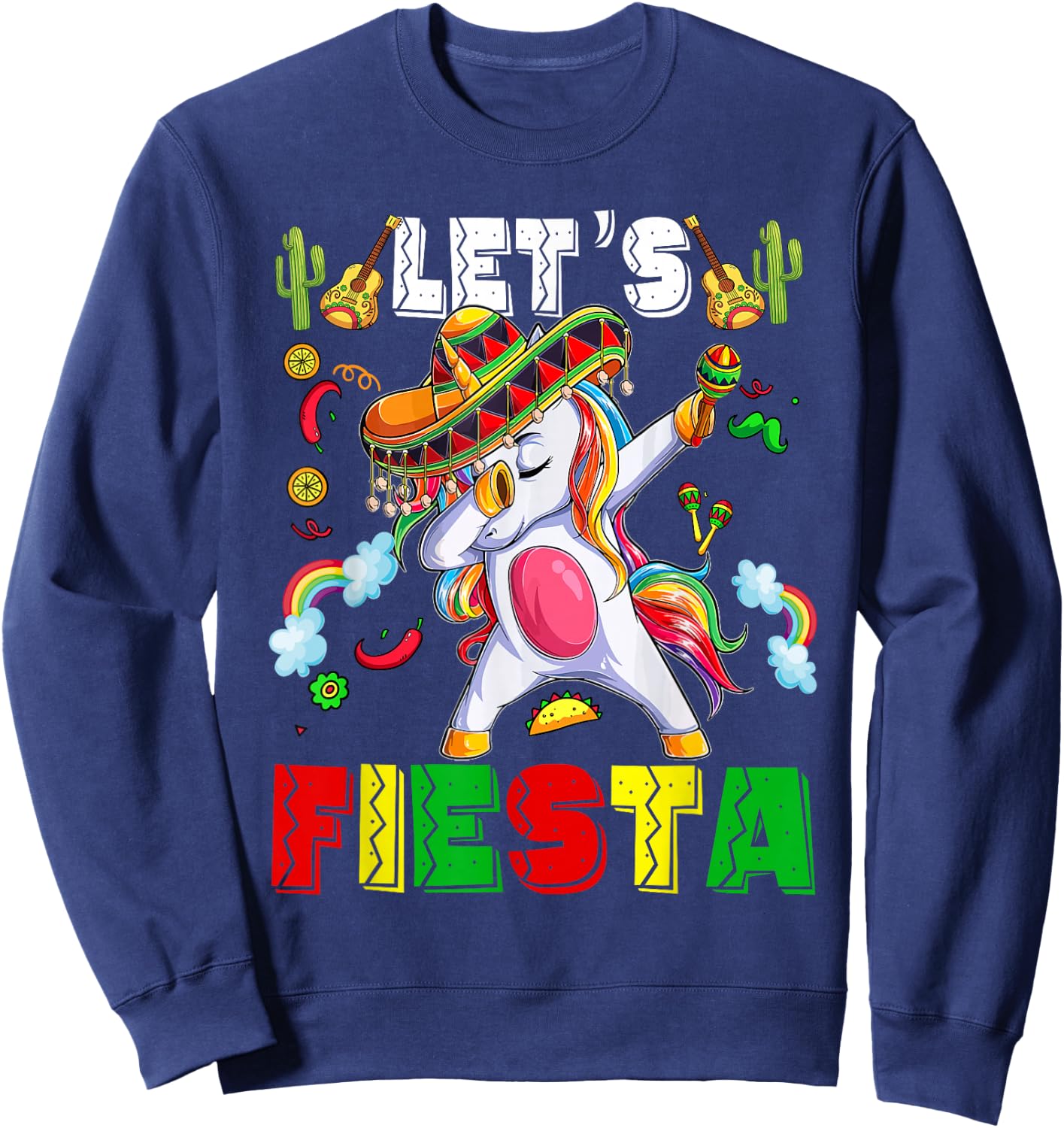 Lets Fiesta-Shirt Cinco De Mayo Funny Mexican Women Kid Girl Sweatshirt - Sweatshirt | Navy