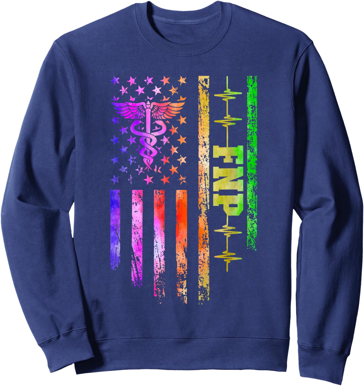 FNP American Flag Family Nurse Practitioner Sweatshirt - Sweatshirt | Navy