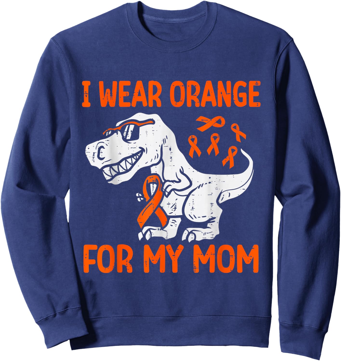 I Wear Orange For My Mom Dinosaur Multiple Sclerosis Kids Sweatshirt - Sweatshirt | Navy