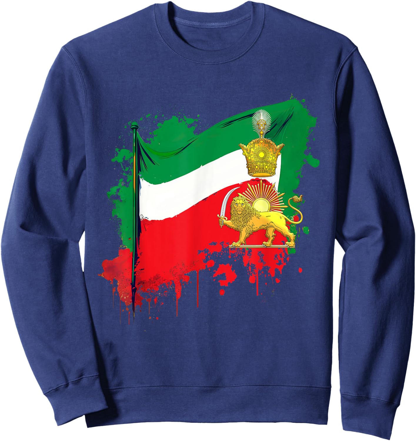 Irans Flag with Pahlavi Crown shir va khorshyid Sweatshirt - Sweatshirt | Navy