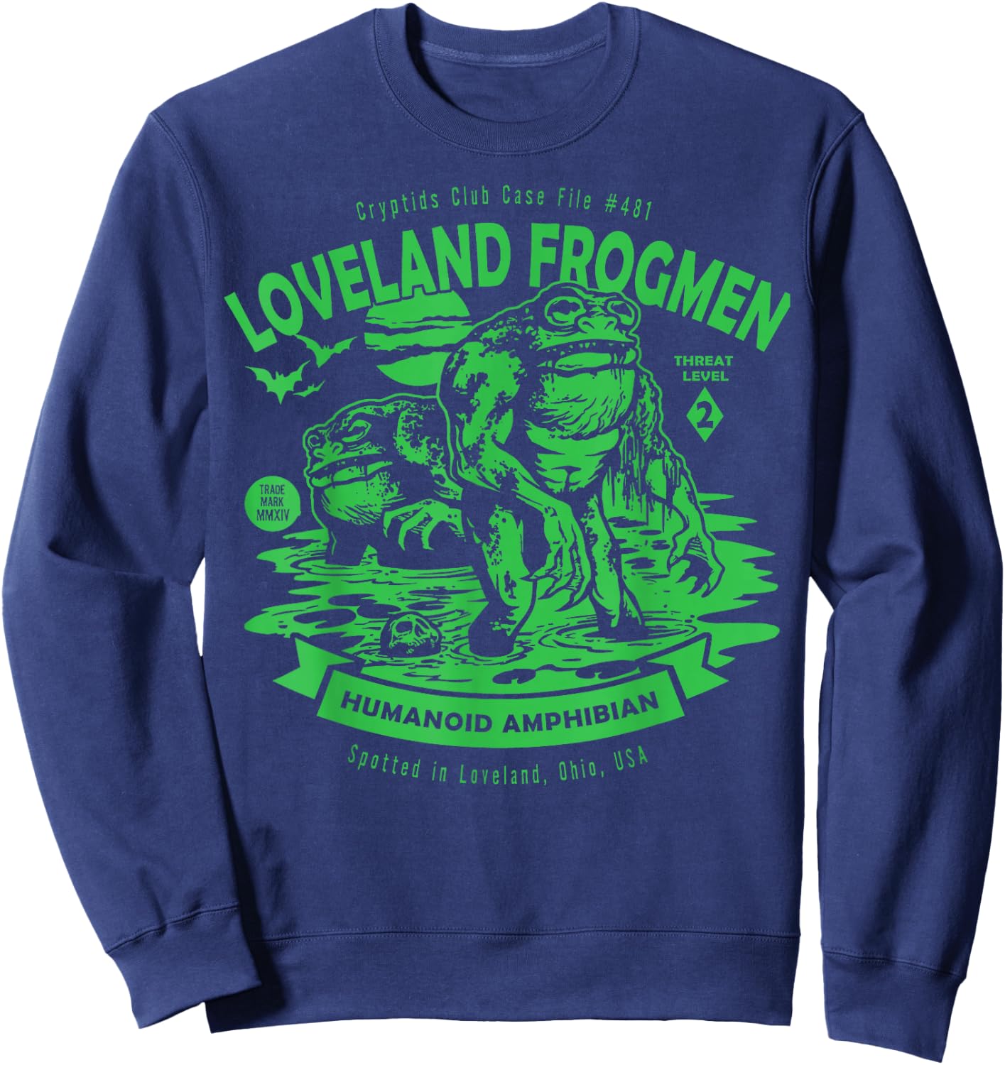 Loveland Frogmen Humanoid Amphibian Crypid Club Frog Monster Sweatshirt - Sweatshirt | Navy