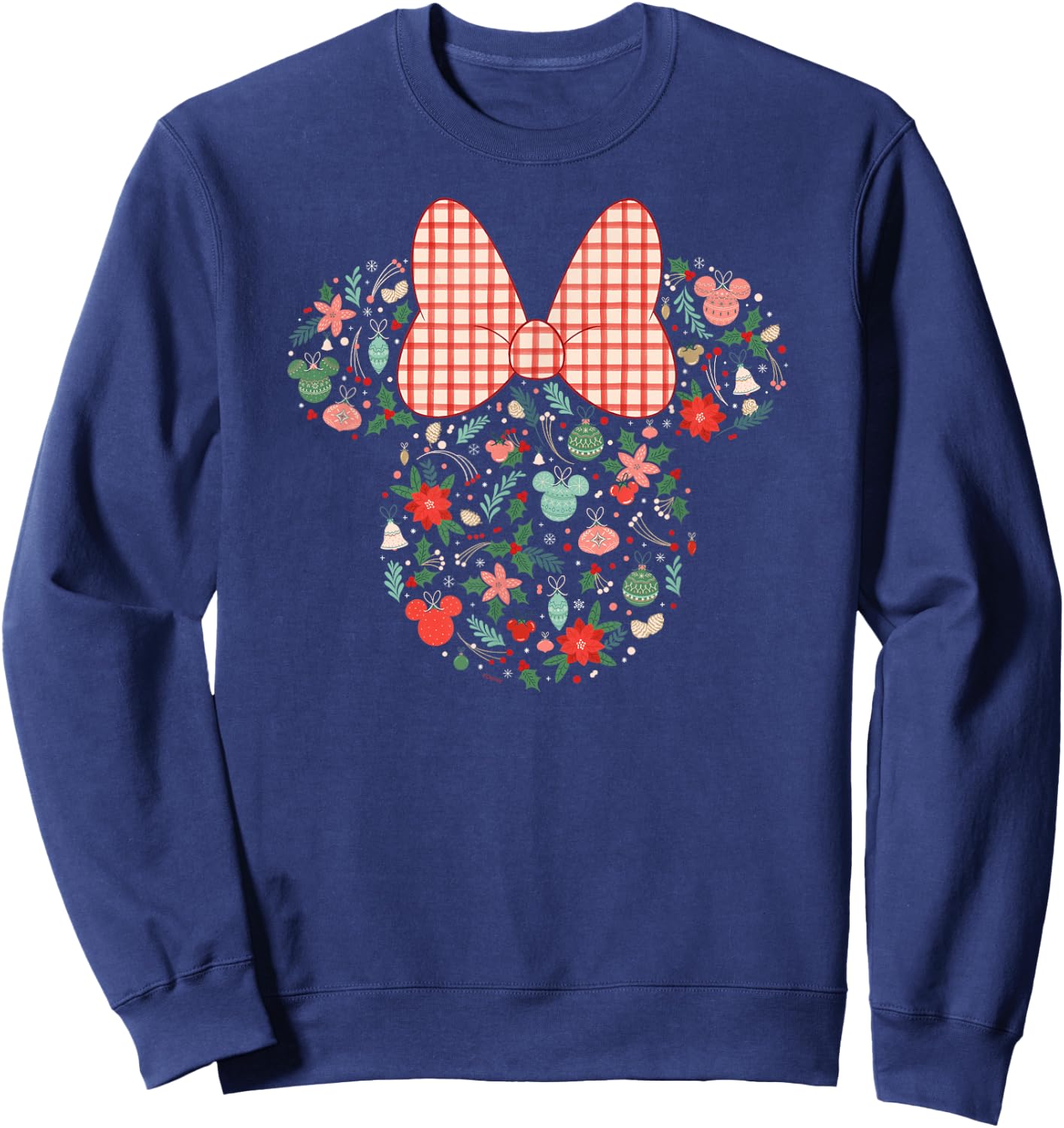 Disney Minnie Mouse Head Icon Christmas Ornaments & Holly Sweatshirt - Sweatshirt | Navy