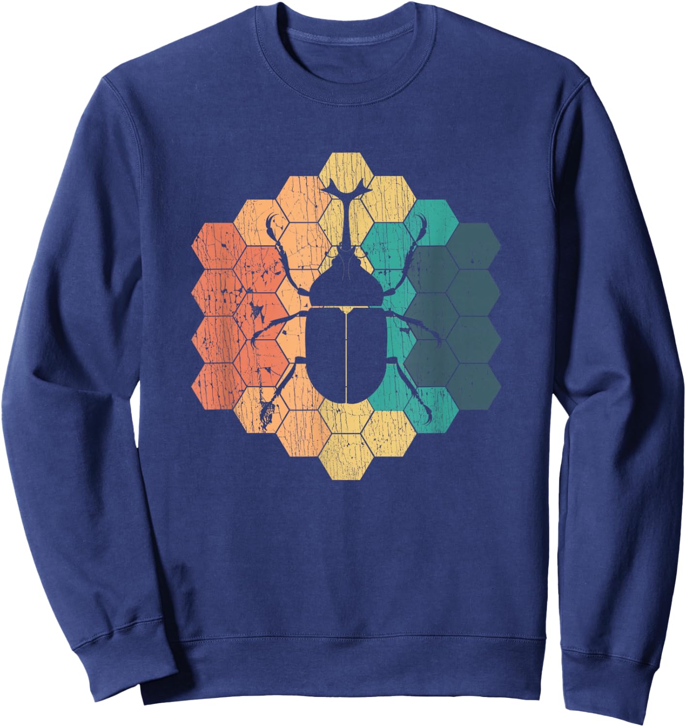 Vintage Japanese Rhinoceros Beetle Insects & Bugs Lovers Sweatshirt - Sweatshirt | Navy