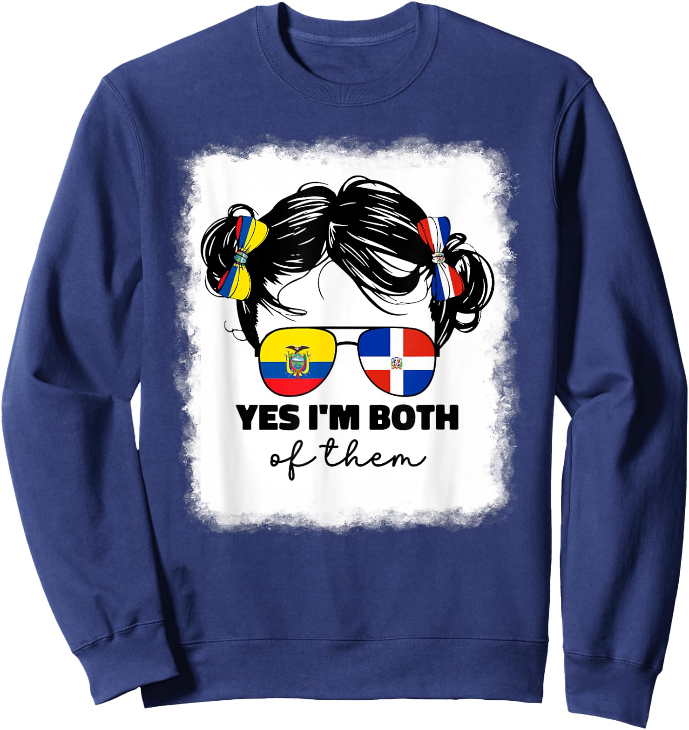 Half Dominican And Ecuadorian Ecuador Flag Kids Girl Girls Sweatshirt - Sweatshirt | Navy