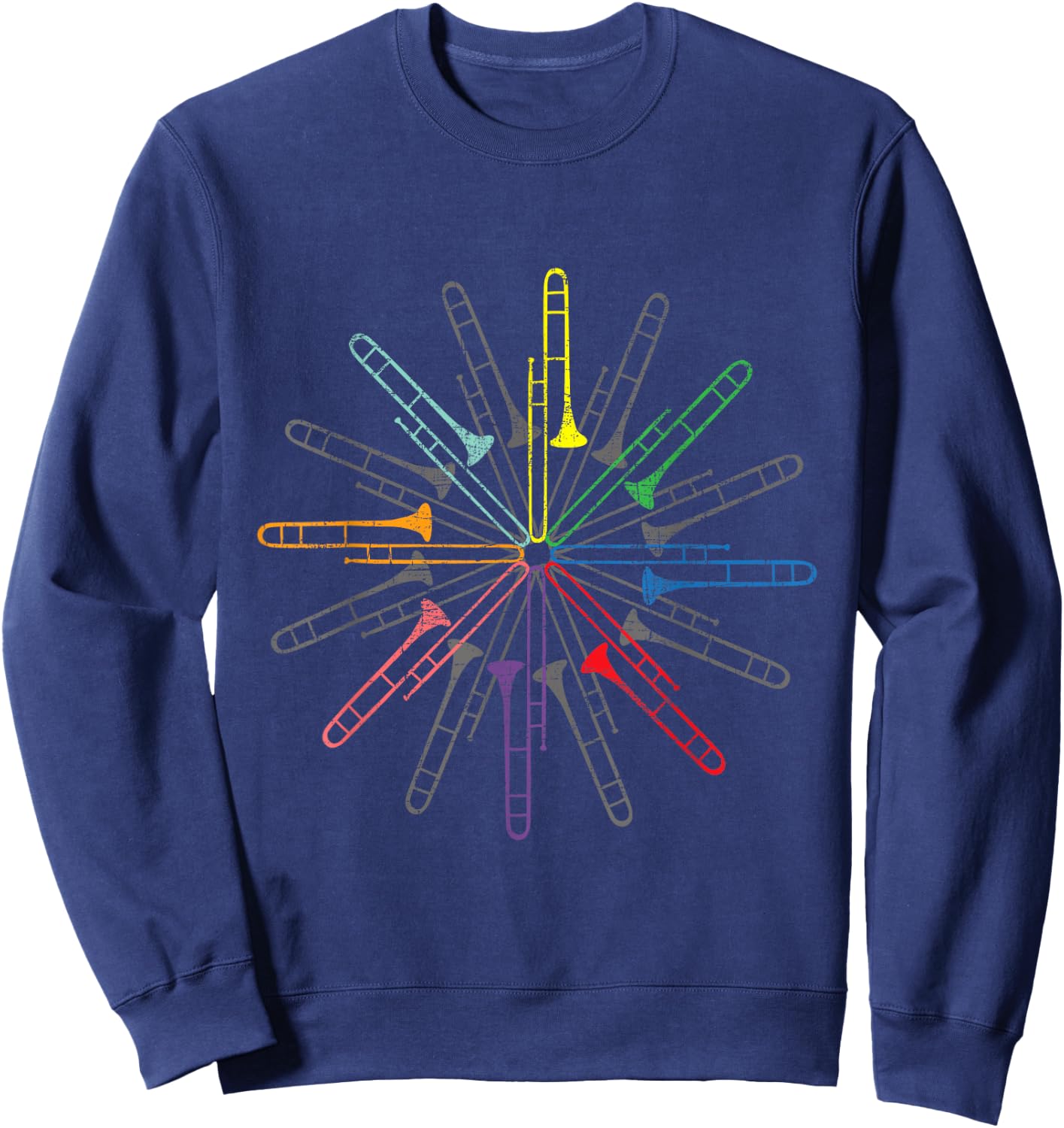 Colorful Trombones - Trombone Player Music Jazz Music Sweatshirt - Sweatshirt | Navy