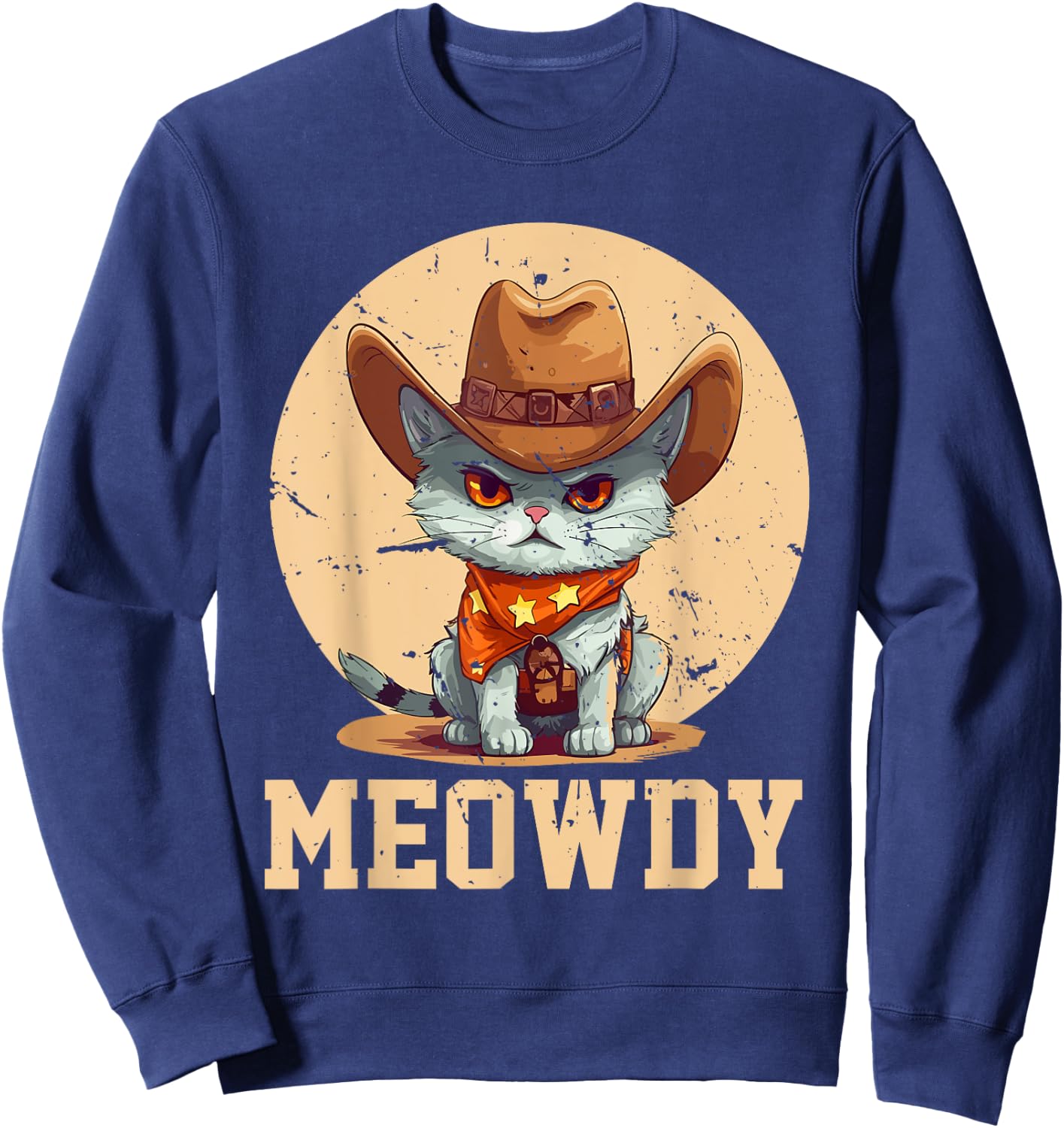 Meowdy! Funny Country Music Cat Cowboy Hat Men Women Sweatshirt - Sweatshirt | Navy