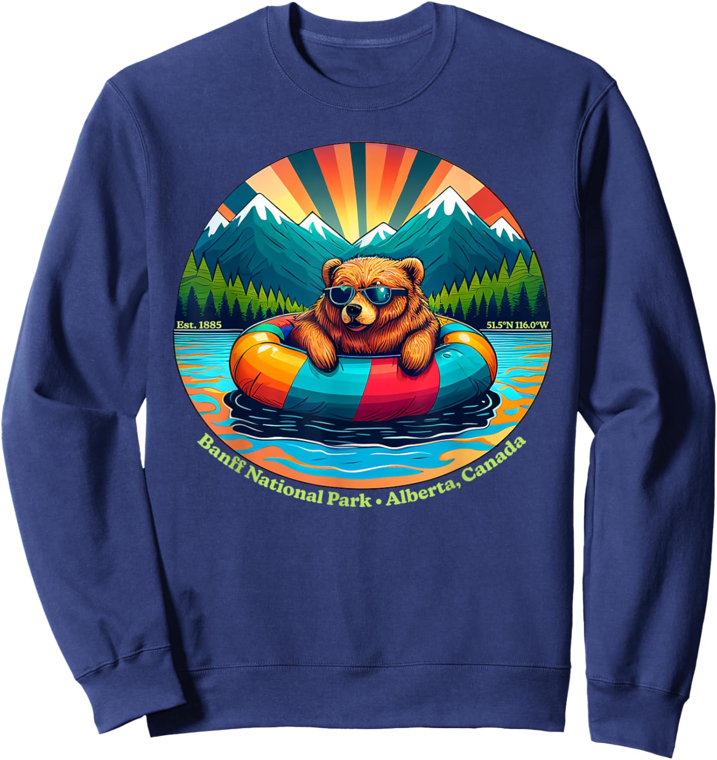 Banff National Park Bear Animals With Sunglasses Kids Adults Sweatshirt - Sweatshirt | Navy