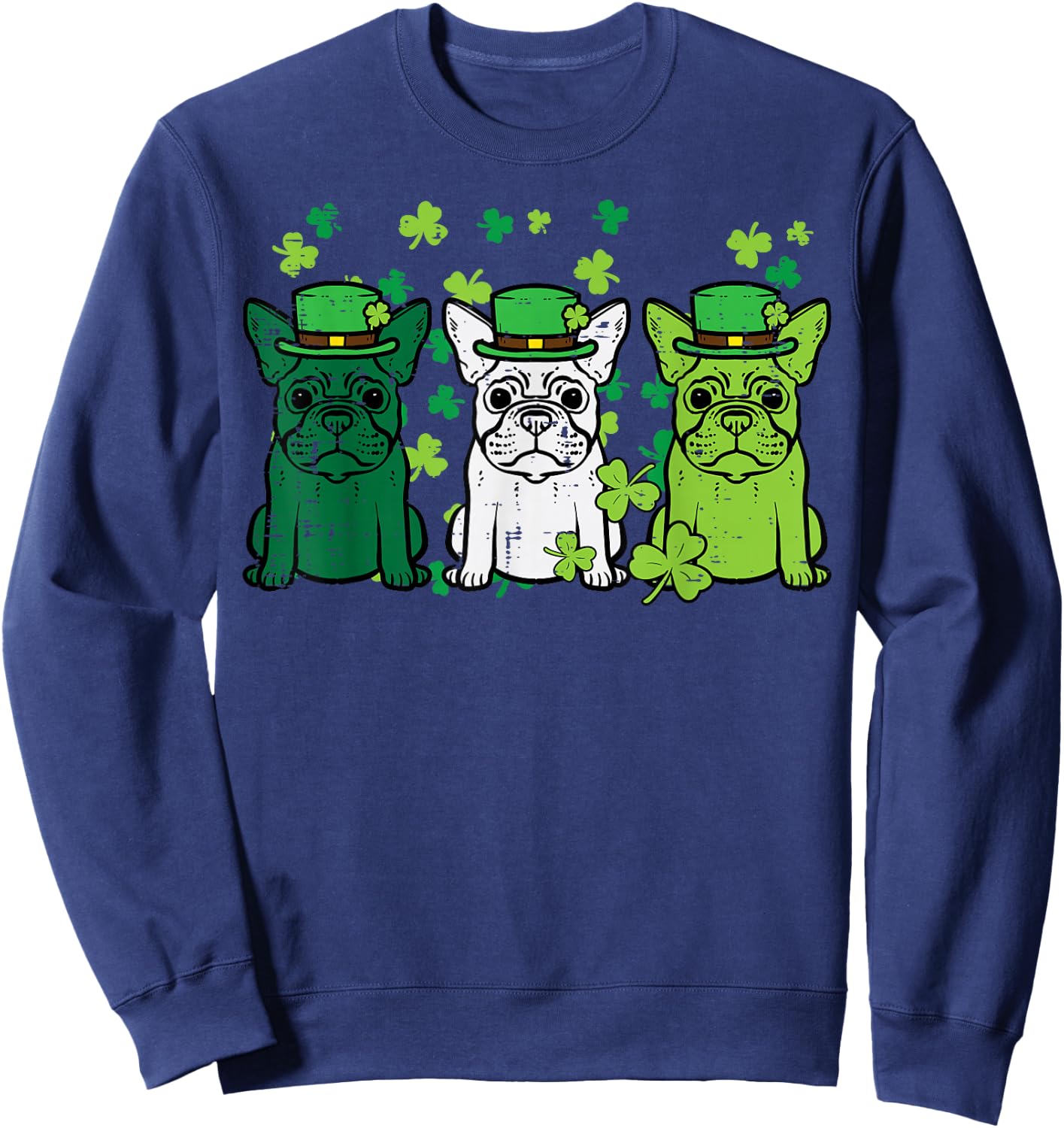 St Patricks Day French Bulldogs Dog Frenchie Men Women Kids Sweatshirt - Sweatshirt | Navy
