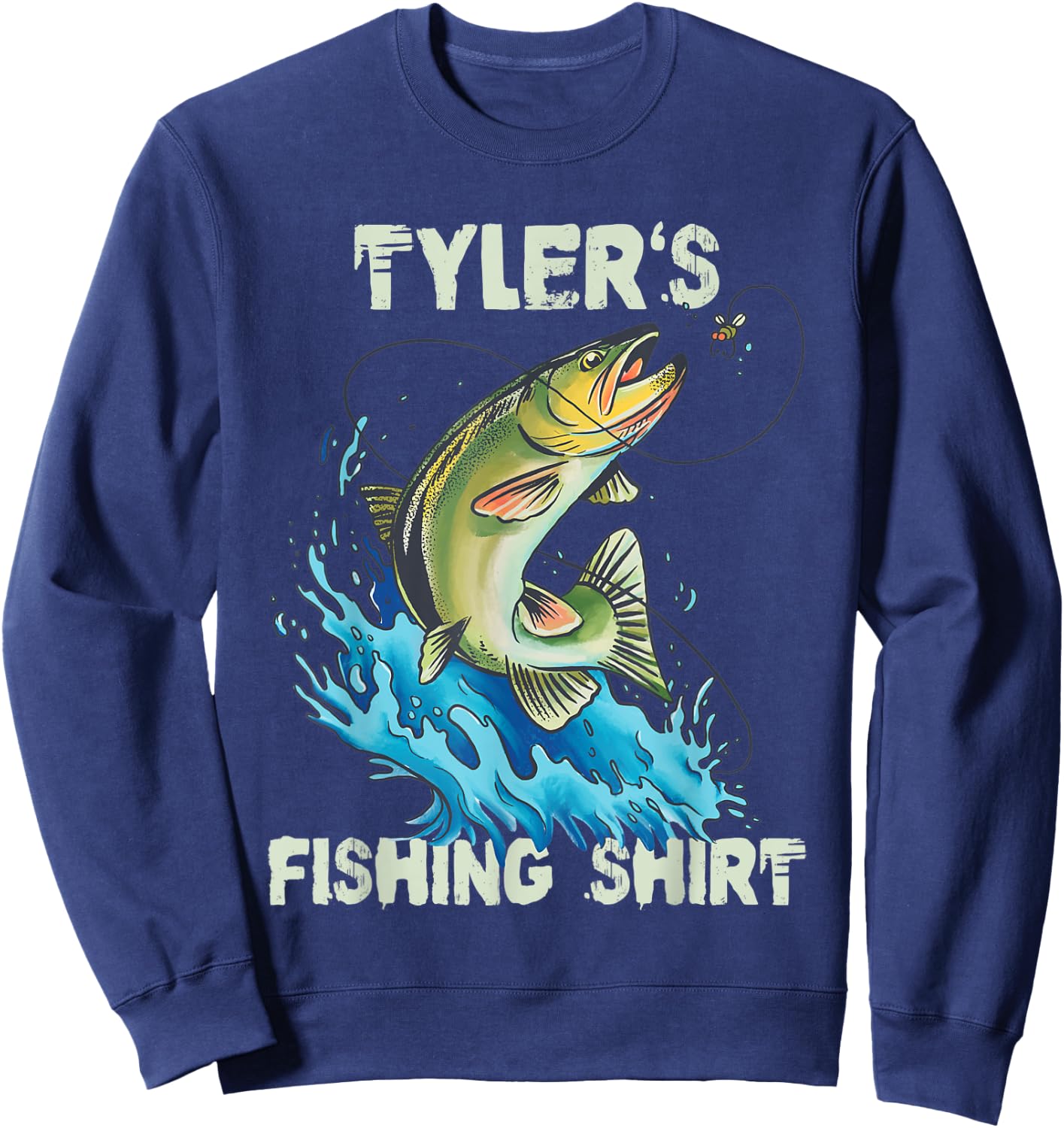 Tyler's Fishing Shirt - Personalized Fishing Sweatshirt - Sweatshirt | Navy