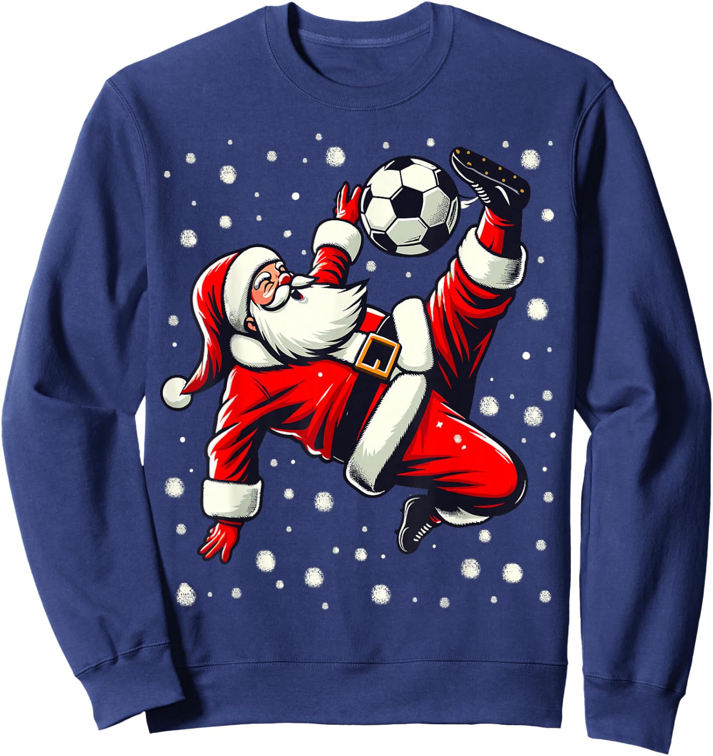 Santa Plays Soccer Bicycle Kick, Christmas Women Men Kids Sweatshirt - Sweatshirt | Navy