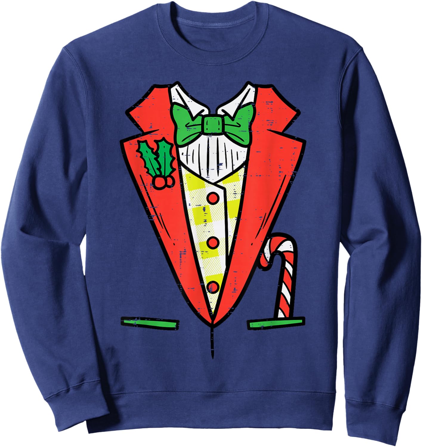 Christmas Tuxedo Costume Funny Xmas Tux Bowtie Men Boys Kids Sweatshirt - Sweatshirt | Navy