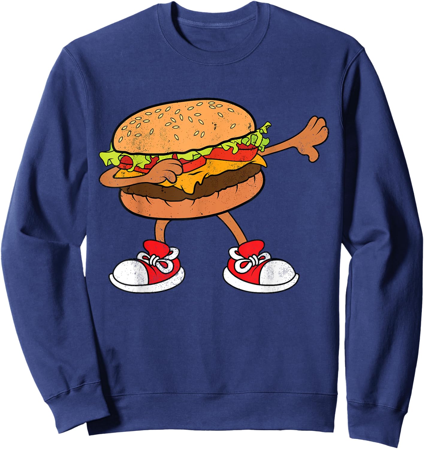 Funny Hamburger Dab Art Kids Men Women Cheeseburger Lover Sweatshirt - Sweatshirt | Navy