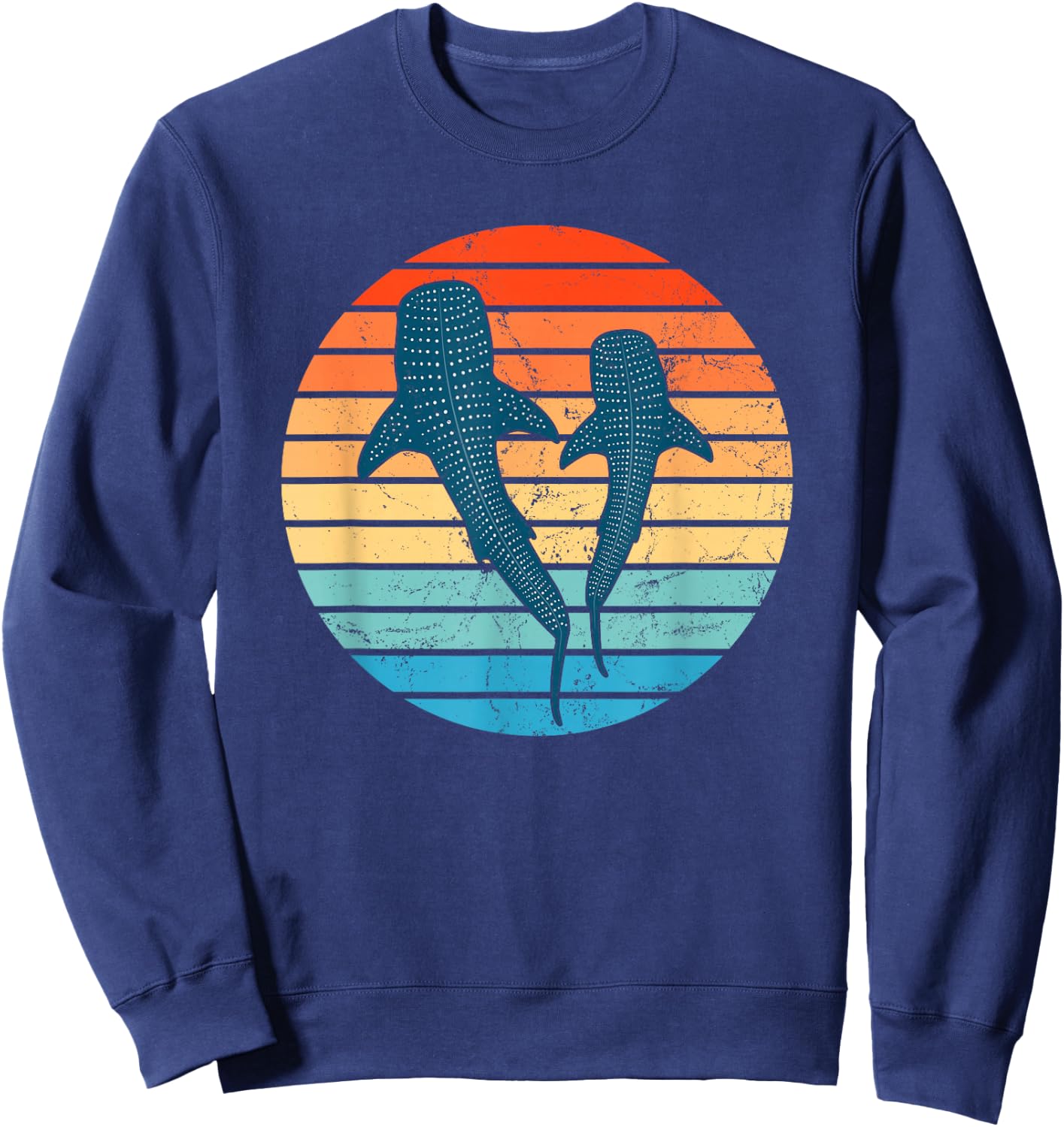 Whale Shark Vintage Sunset Sweatshirt - Sweatshirt | Navy