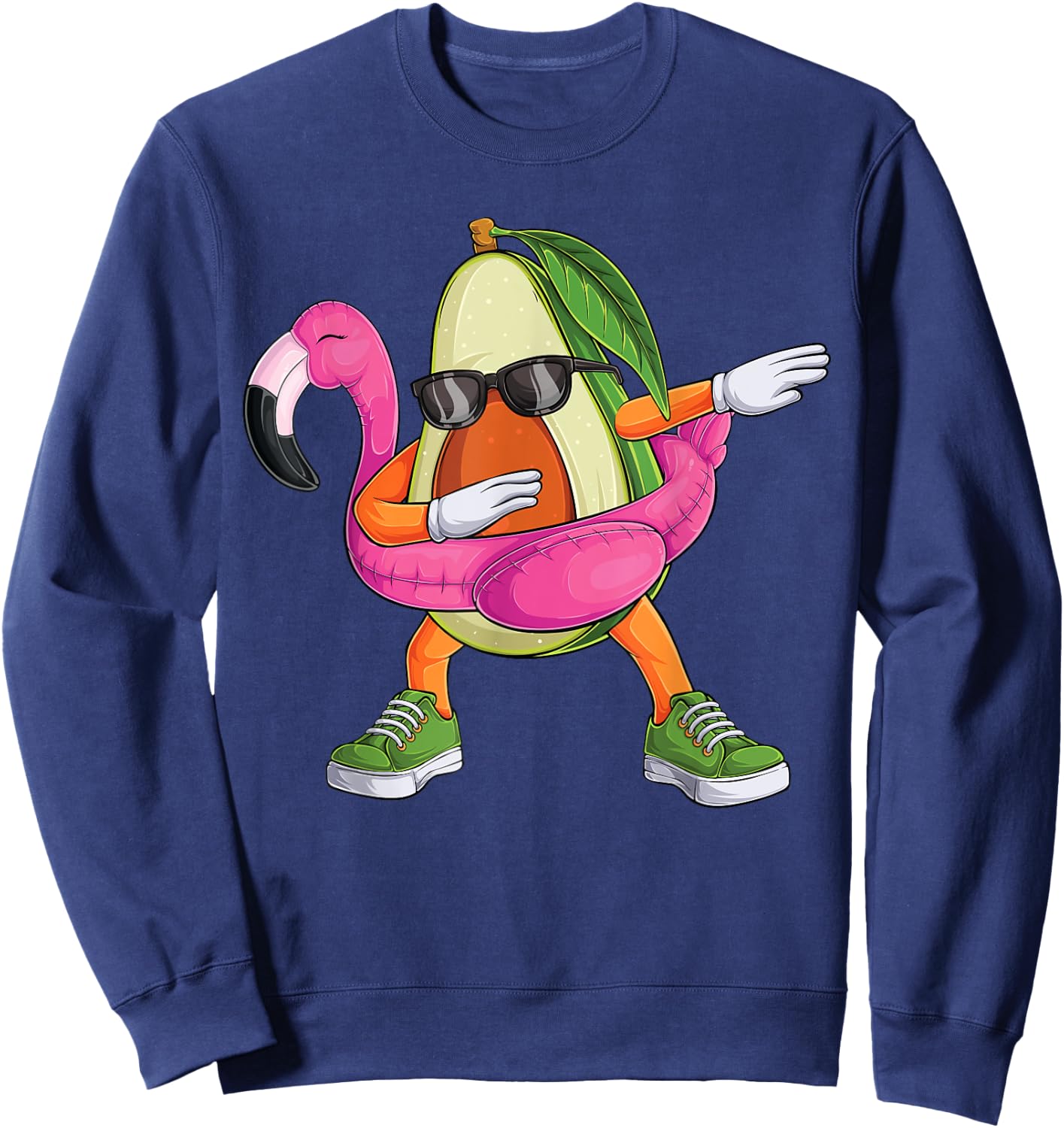 Dabbing Avocado Flamingo Tropical aloha Beach Hawaiian Men Women Kids Sweatshirt - Sweatshirt | Navy