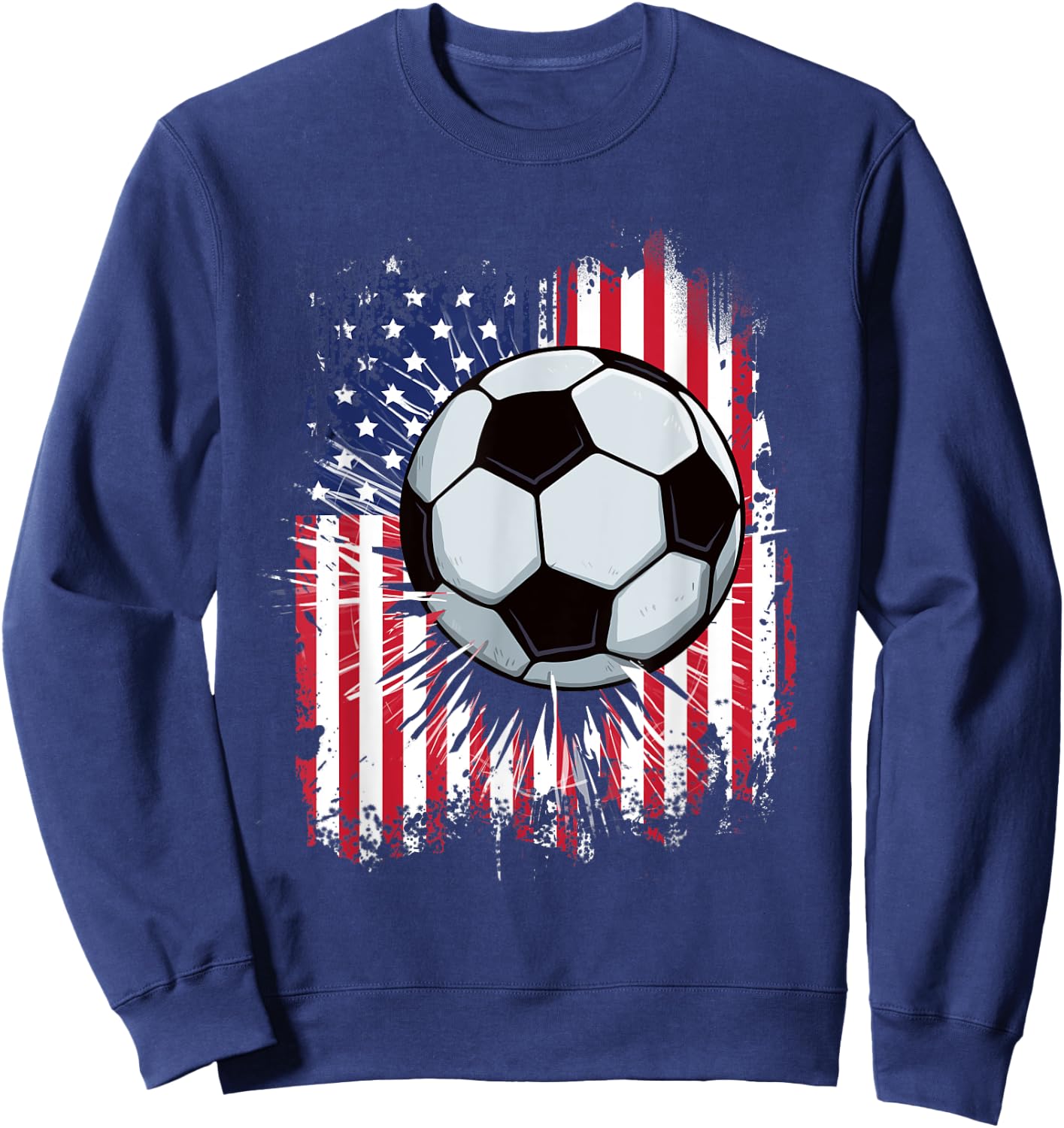 USA American Flag Vintage Soccer 4th of July Patriotic Boys Sweatshirt - Sweatshirt | Navy