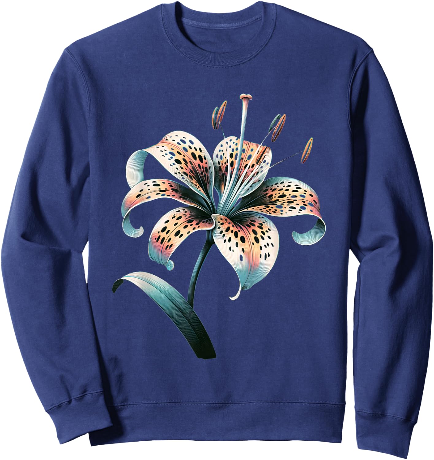 Tiger Lily Flower Aesthetic Art Sweatshirt - Sweatshirt | Navy