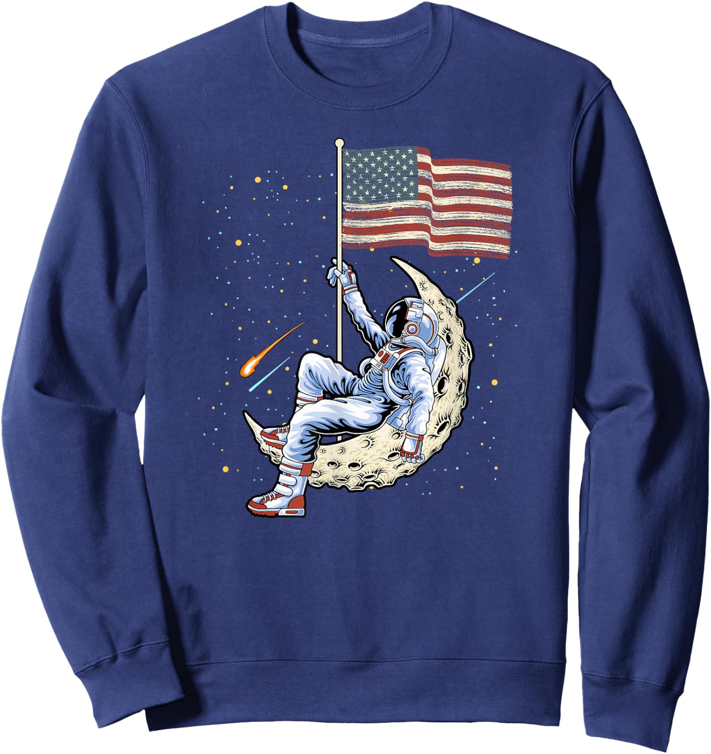 US Flag Astronaut Space Independence Day 4th of July Sweatshirt - Sweatshirt | Navy