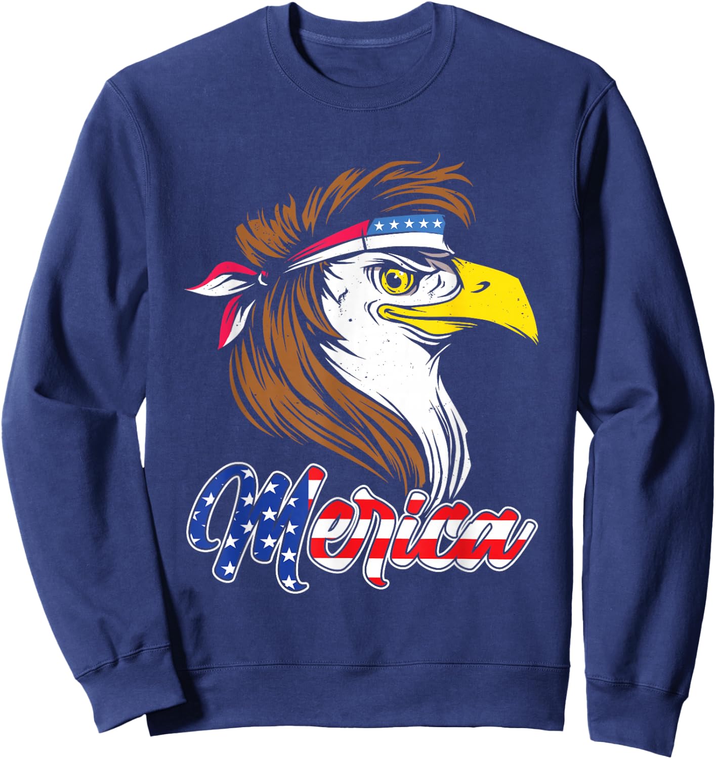 Merica Eagle Mullet 4th of July Shirt USA American Flag Sweatshirt - Sweatshirt | Navy