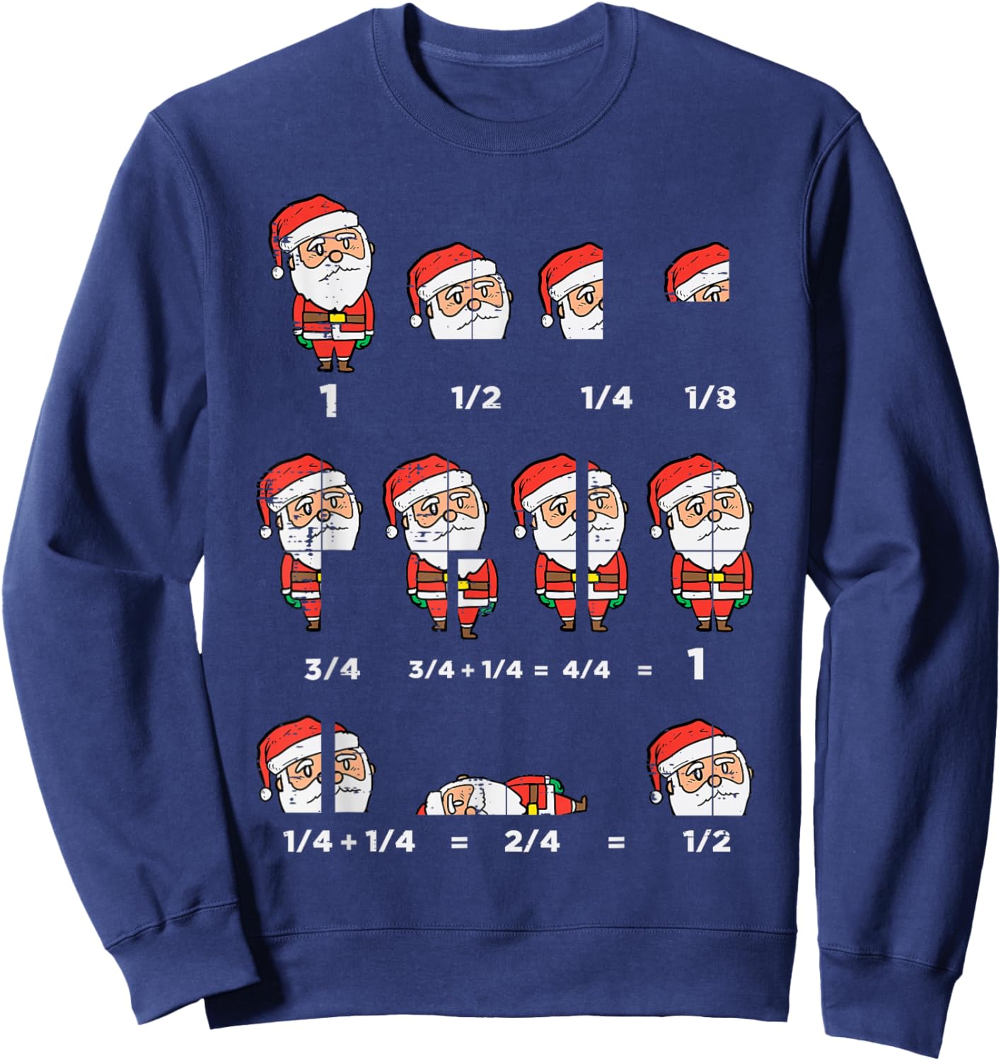 Christmas Santa Fraction Funny Xmas Math Teacher Men Women Sweatshirt - Sweatshirt | Navy