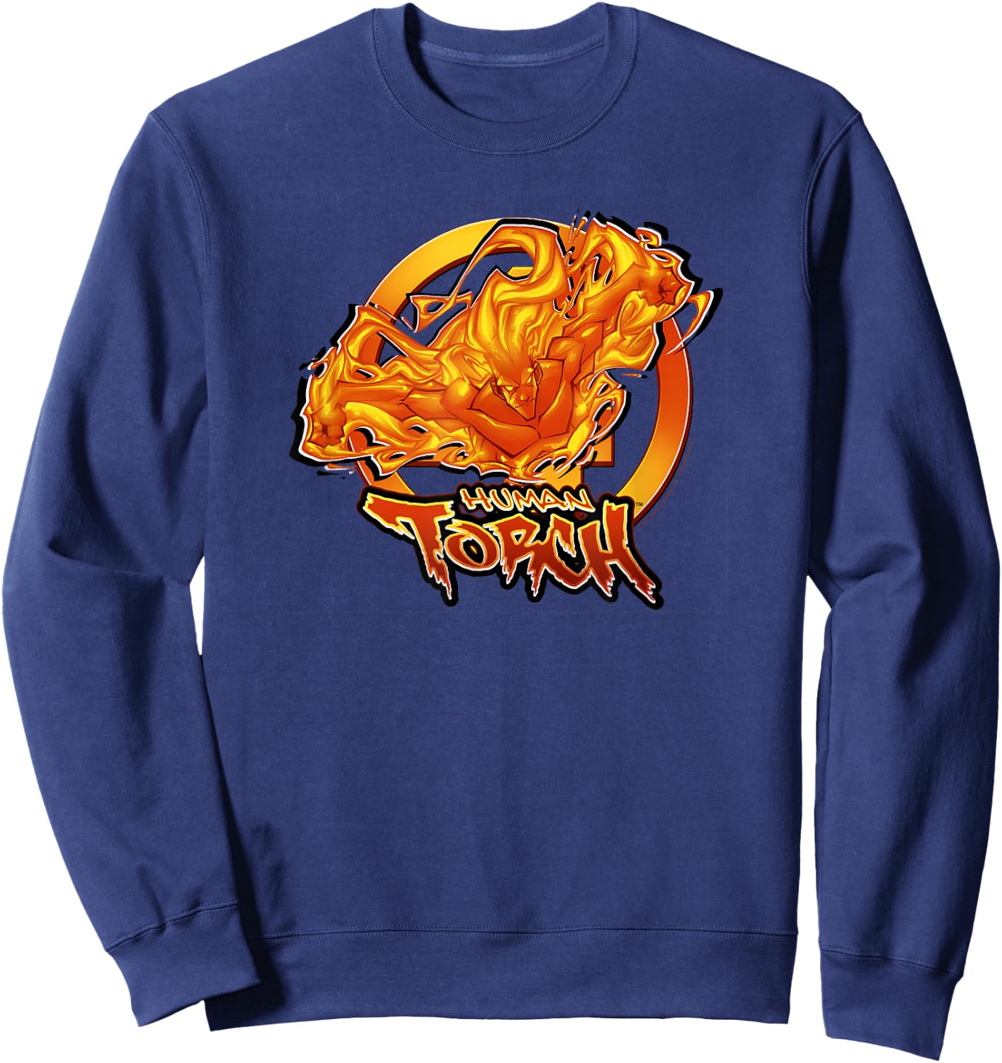 Marvel Fantastic Four Human Torch Amazing Flames Comic Logo Sweatshirt - Sweatshirt | Navy