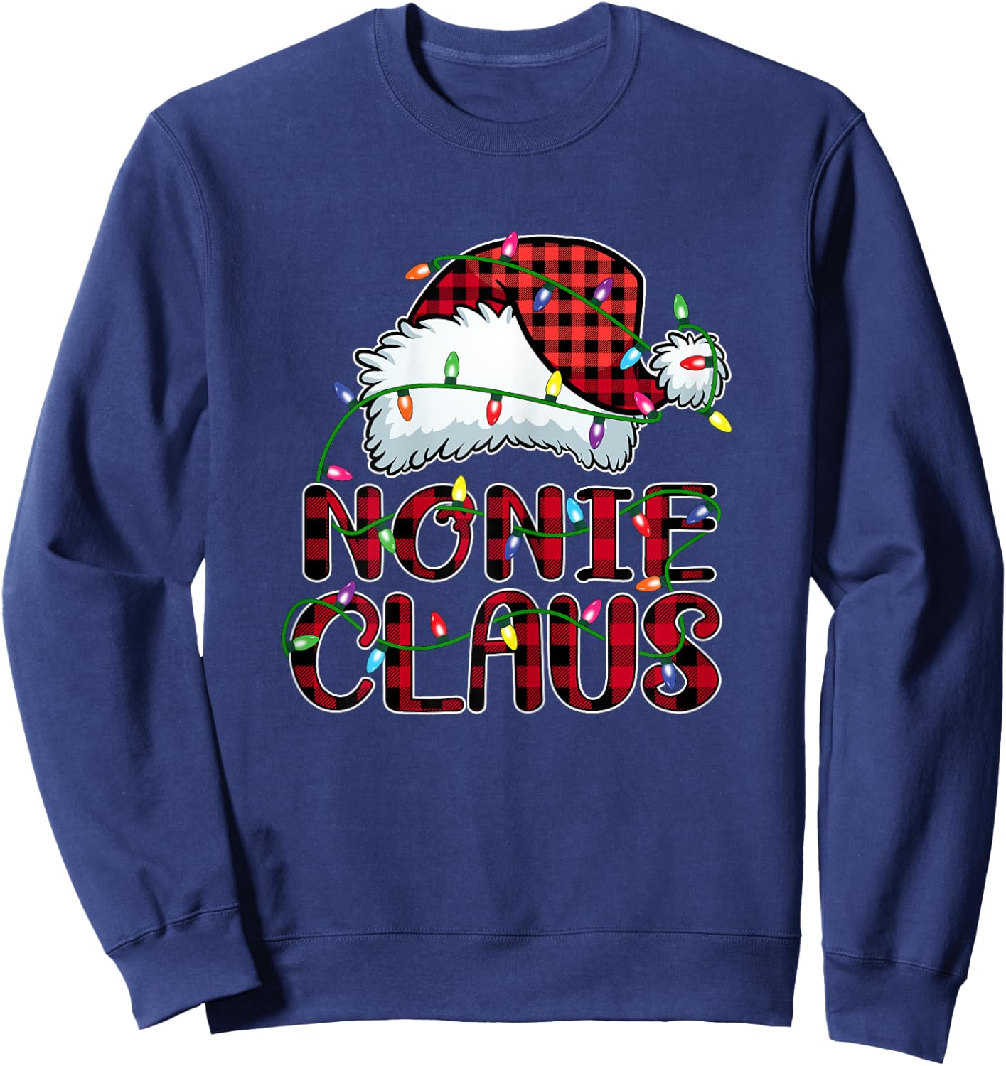 Nonie Claus Shirt Christmas Lights Pajama Family Matching Sweatshirt - Sweatshirt | Navy