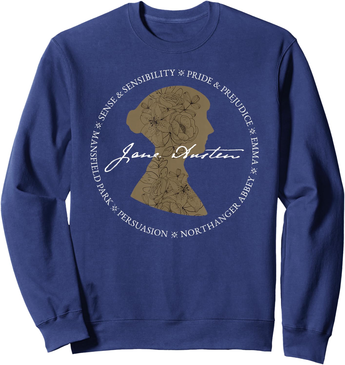 Jane Austen Persuasion Pride Prejudice Book Title Design Sweatshirt - Sweatshirt | Navy