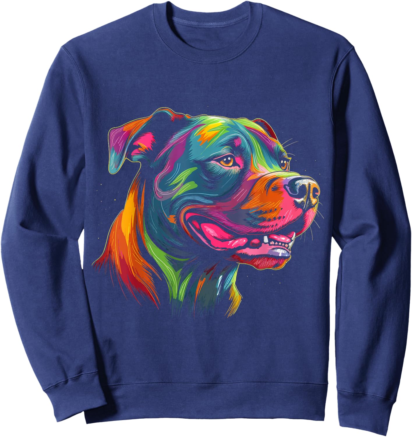 Pit Bull Mom Dog Lover Colorful Artistic Pitbull Owner Women Sweatshirt - Sweatshirt | Navy