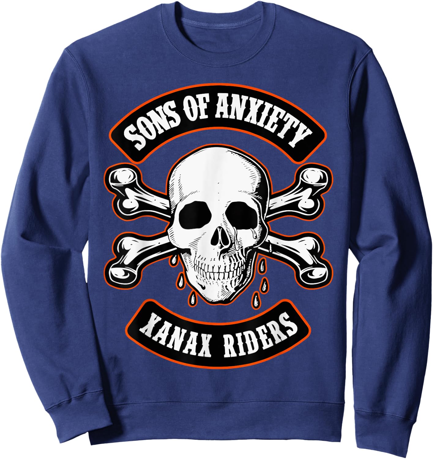 Sons Of Anxiety Xanax Riders Funny Skull Sweatshirt - Sweatshirt | Navy