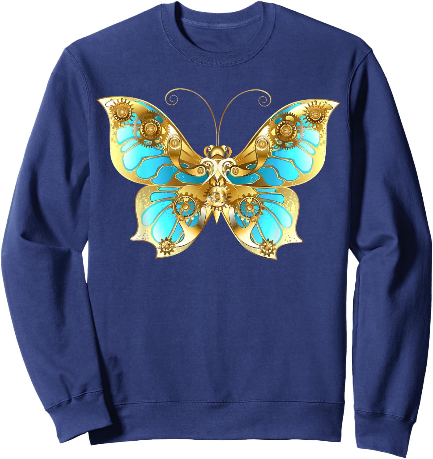 Steampunk Gears Butterfly Sweatshirt - Sweatshirt | Navy