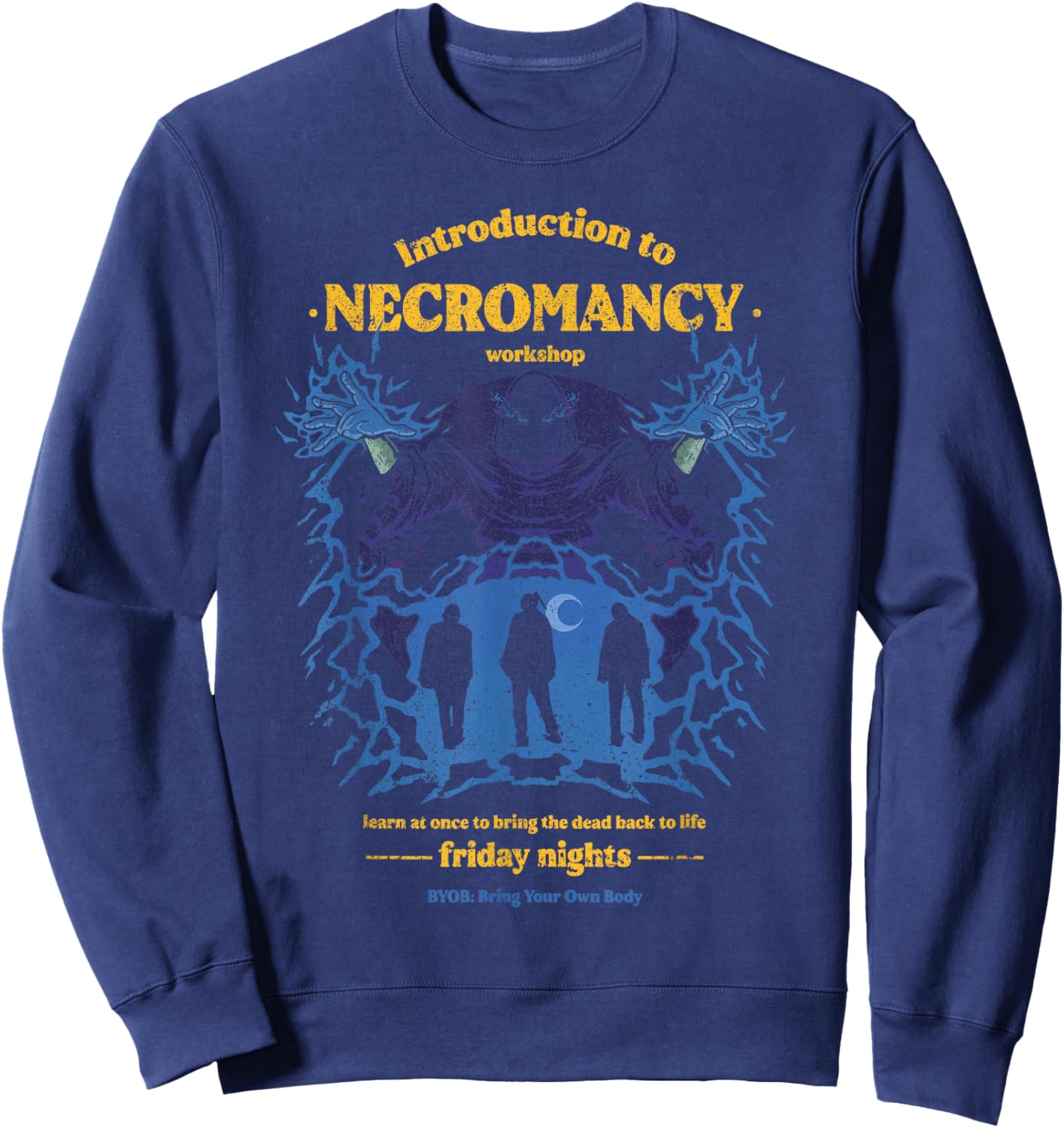 Necromancy Workshop Supernatural Pagan Occult Necromancer Sweatshirt - Sweatshirt | Navy