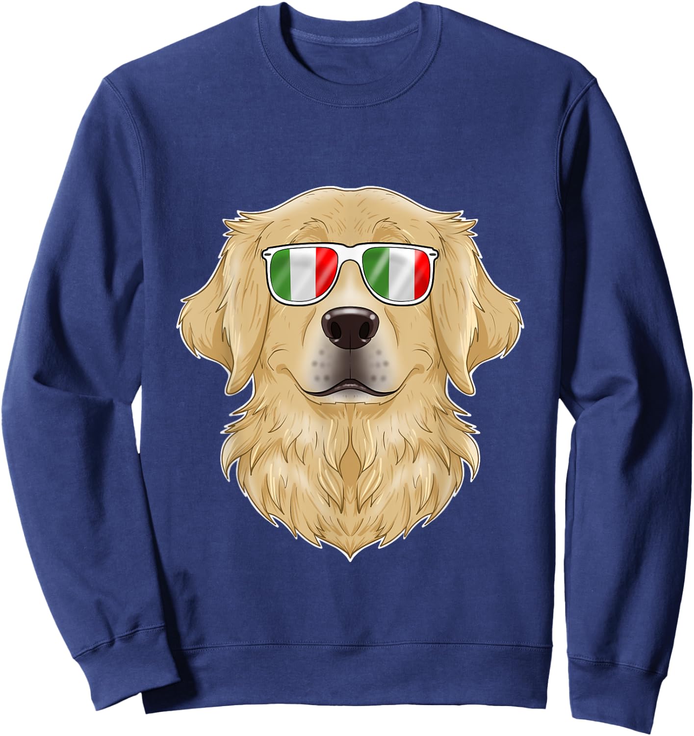 Golden Retriever Italy Sunglasses I Italian Flag Sweatshirt - Sweatshirt | Navy