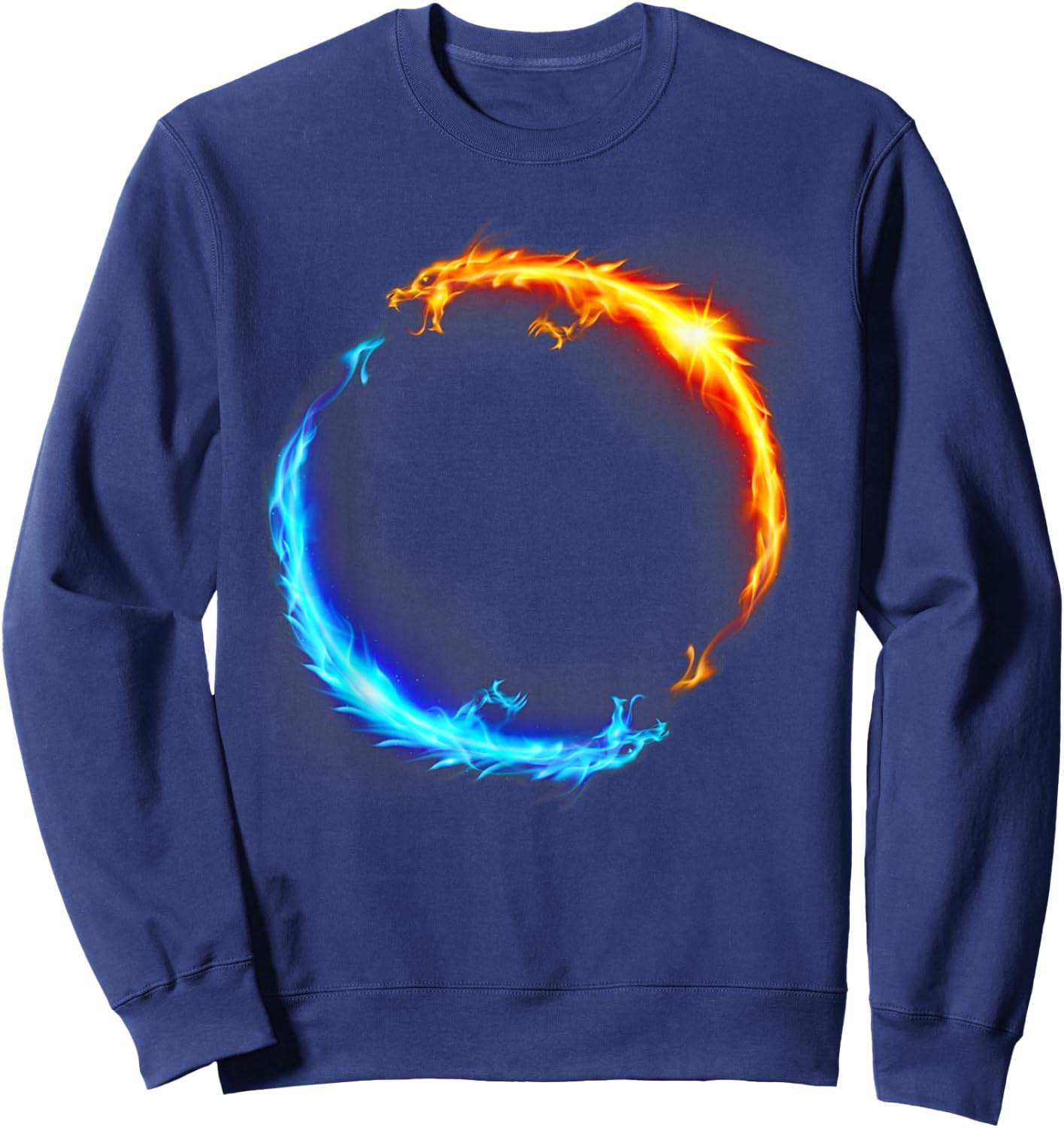 EMF Fire and Ice Dueling Dragons -Adults Black Sweatshirt - Sweatshirt | Navy