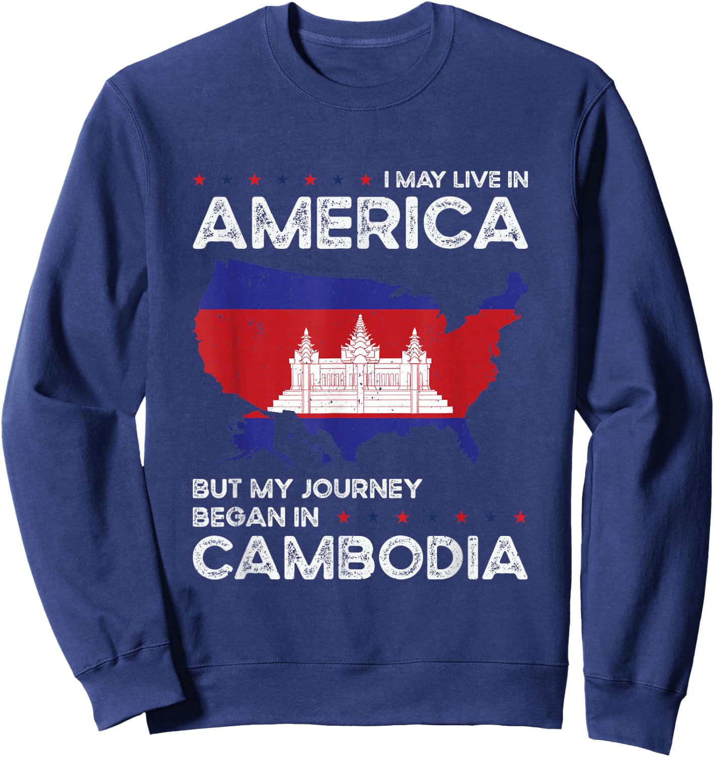 Cambodian American Patriot USA Grown Cambodia US Flag Sweatshirt - Sweatshirt | Navy