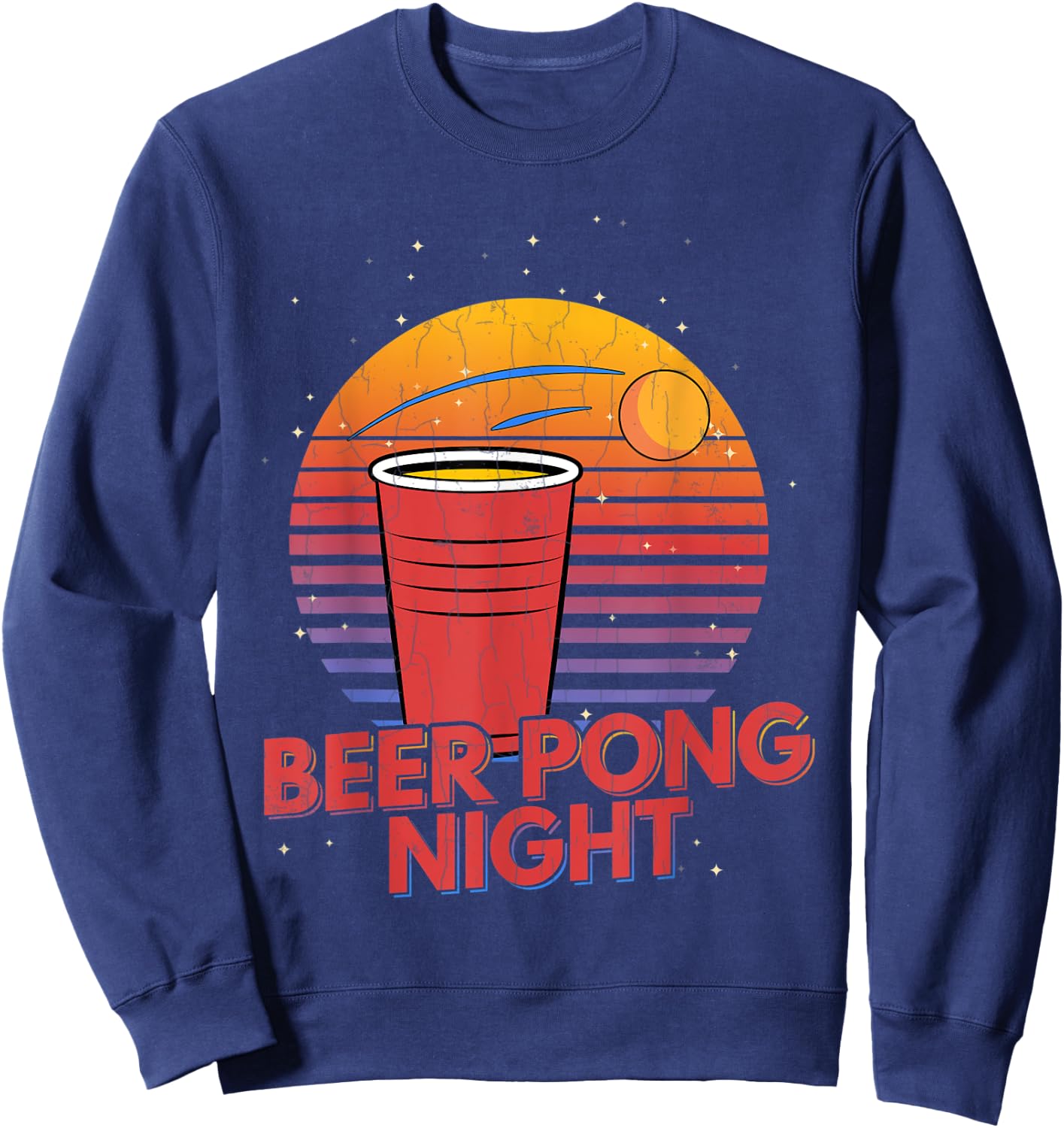 Beer Pong Night Funny Sports Lover Player Coach Graphic Sweatshirt - Sweatshirt | Navy