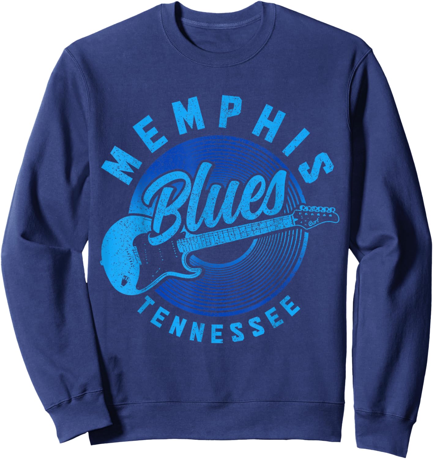 Memphis Tennessee TN Pride Guitar Blues Music Vintage Sweatshirt - Sweatshirt | Navy