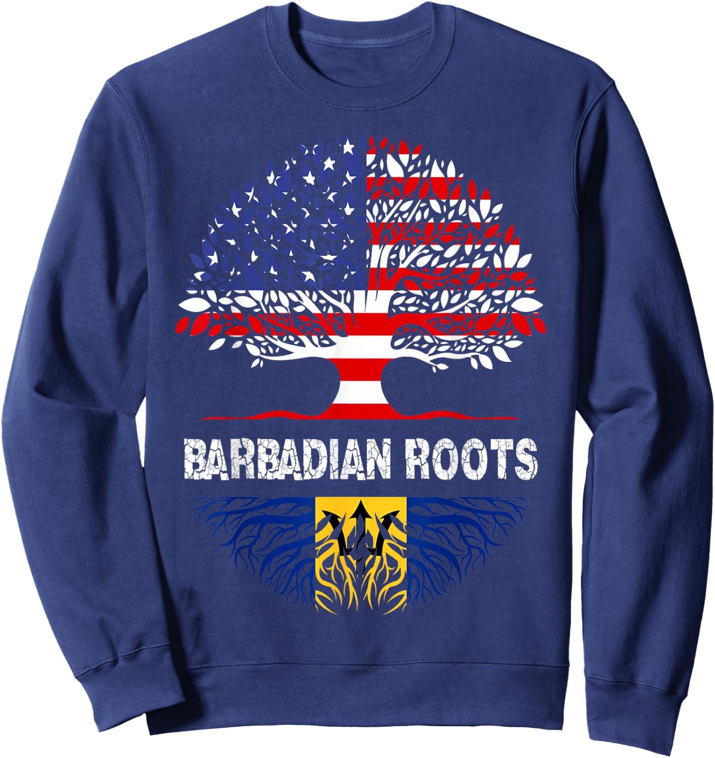 Barbados Bajan Barbadian Heritage Proud Half Barbadian Flag Sweatshirt - Sweatshirt | Navy