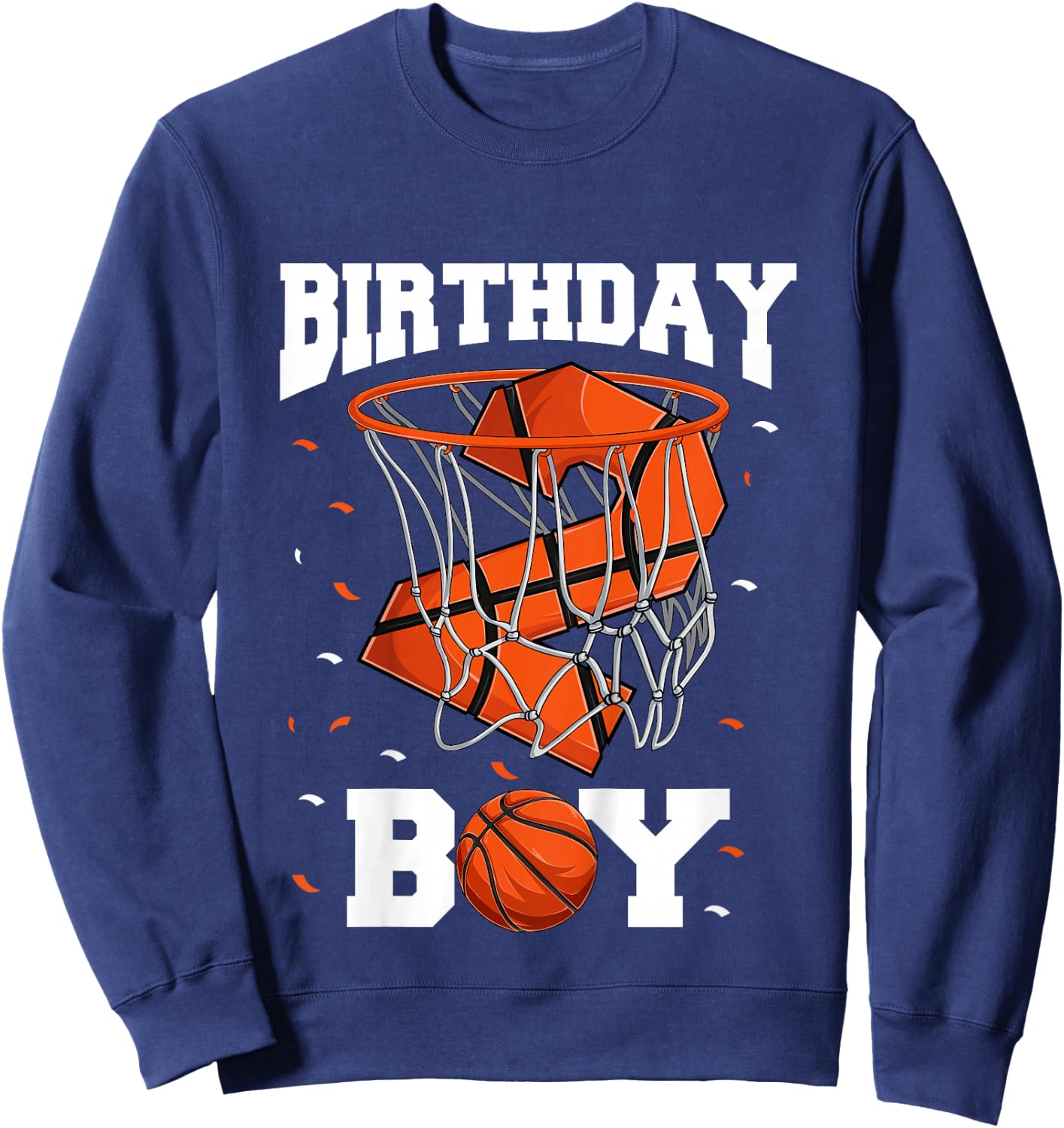 Kids 2nd Birthday Basketball Shirt Kids, Boys 2 Year Old Sweatshirt - Sweatshirt | Navy