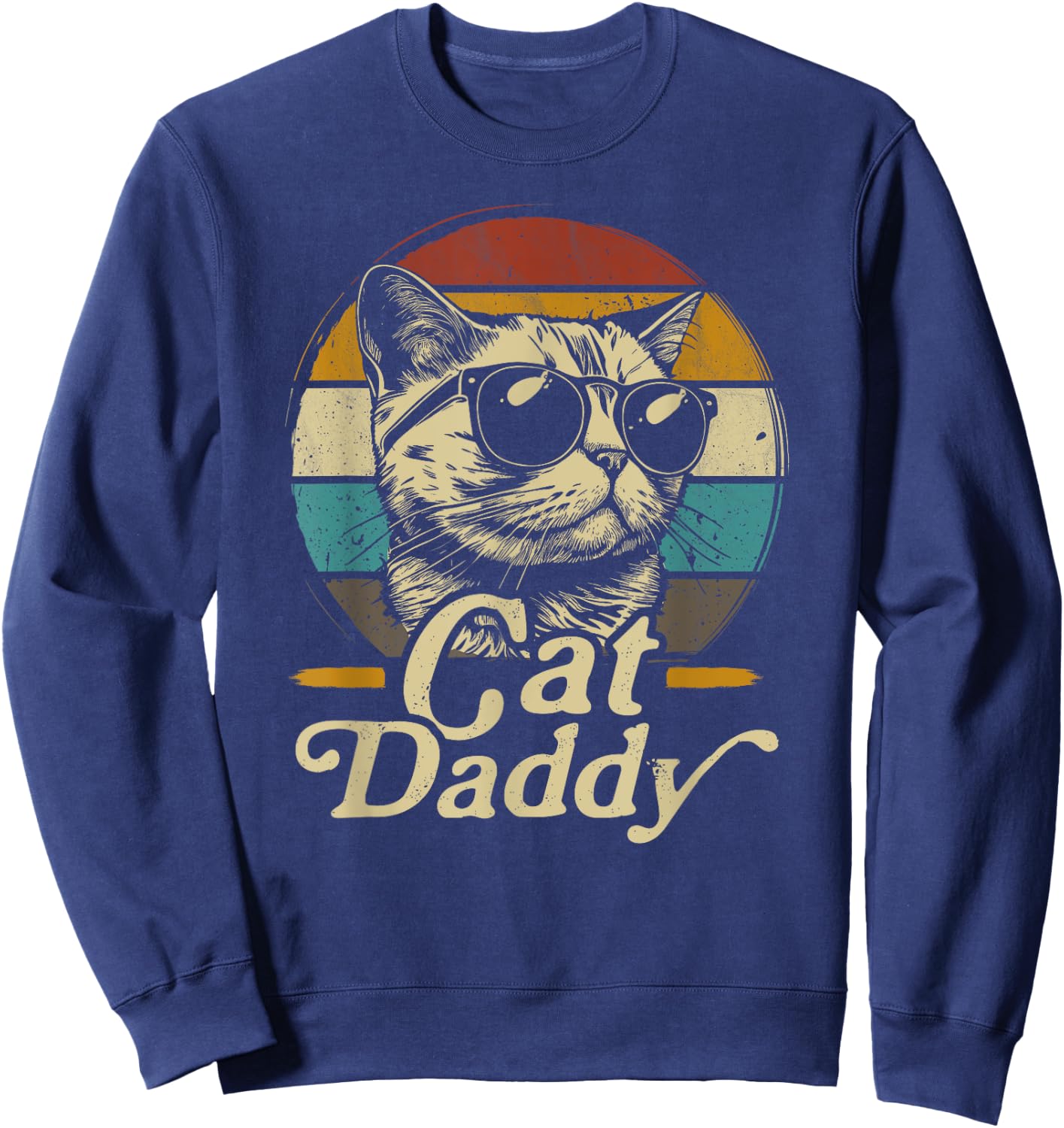 Retro Cat Daddy 80s 90S Style Cat Sunglasses vintage Sweatshirt - Sweatshirt | Navy