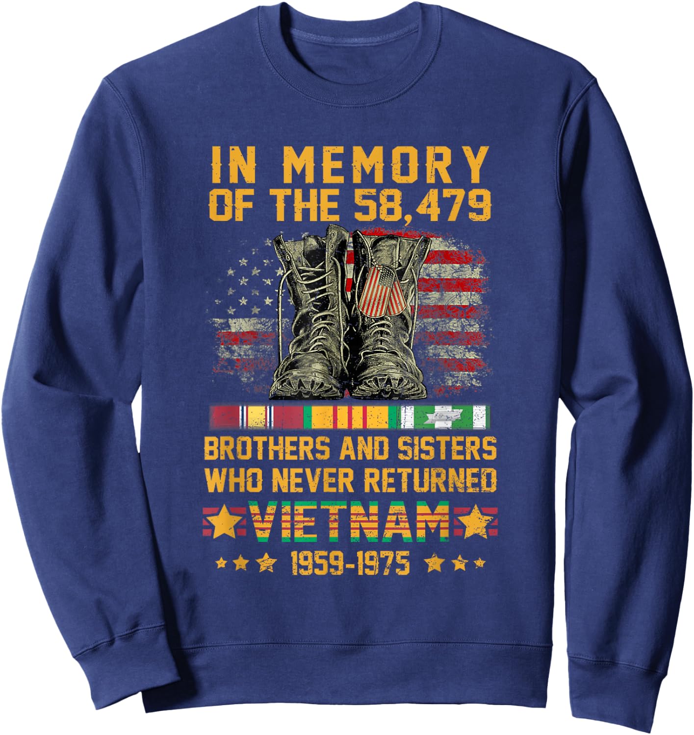 in Memory of The 58479 Brothers and Sisters Vietnam Veteran Sweatshirt - Sweatshirt | Navy