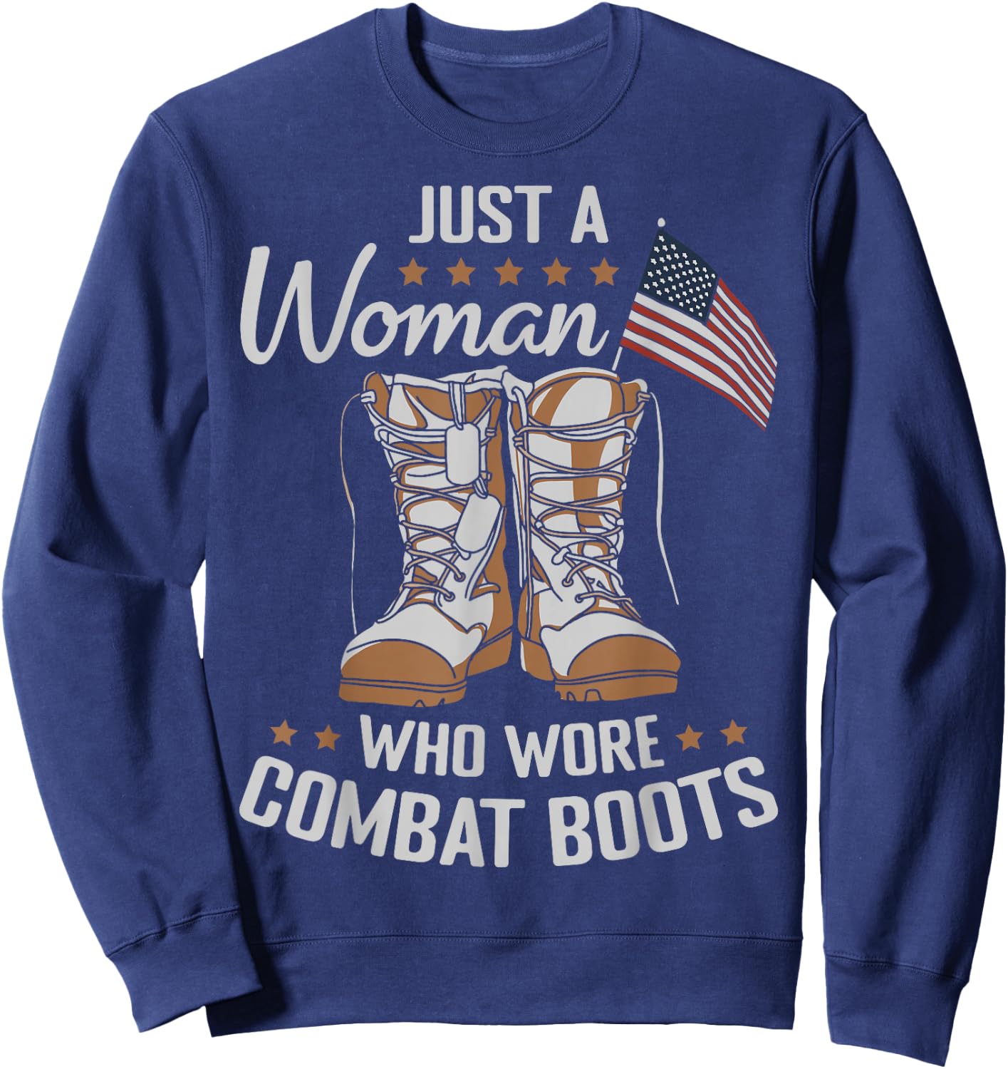 Female Veteran Flag Boots Women Veteran Mother Grandma Sweatshirt - Sweatshirt | Navy