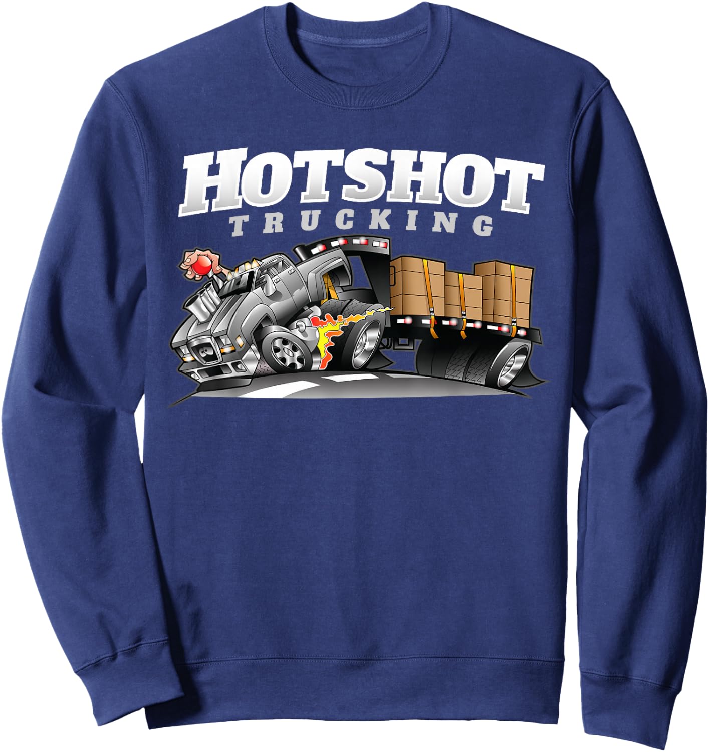 Hotshot Trucking Dually Truck And Trailer Dual Wheel Hauling Sweatshirt - Sweatshirt | Navy