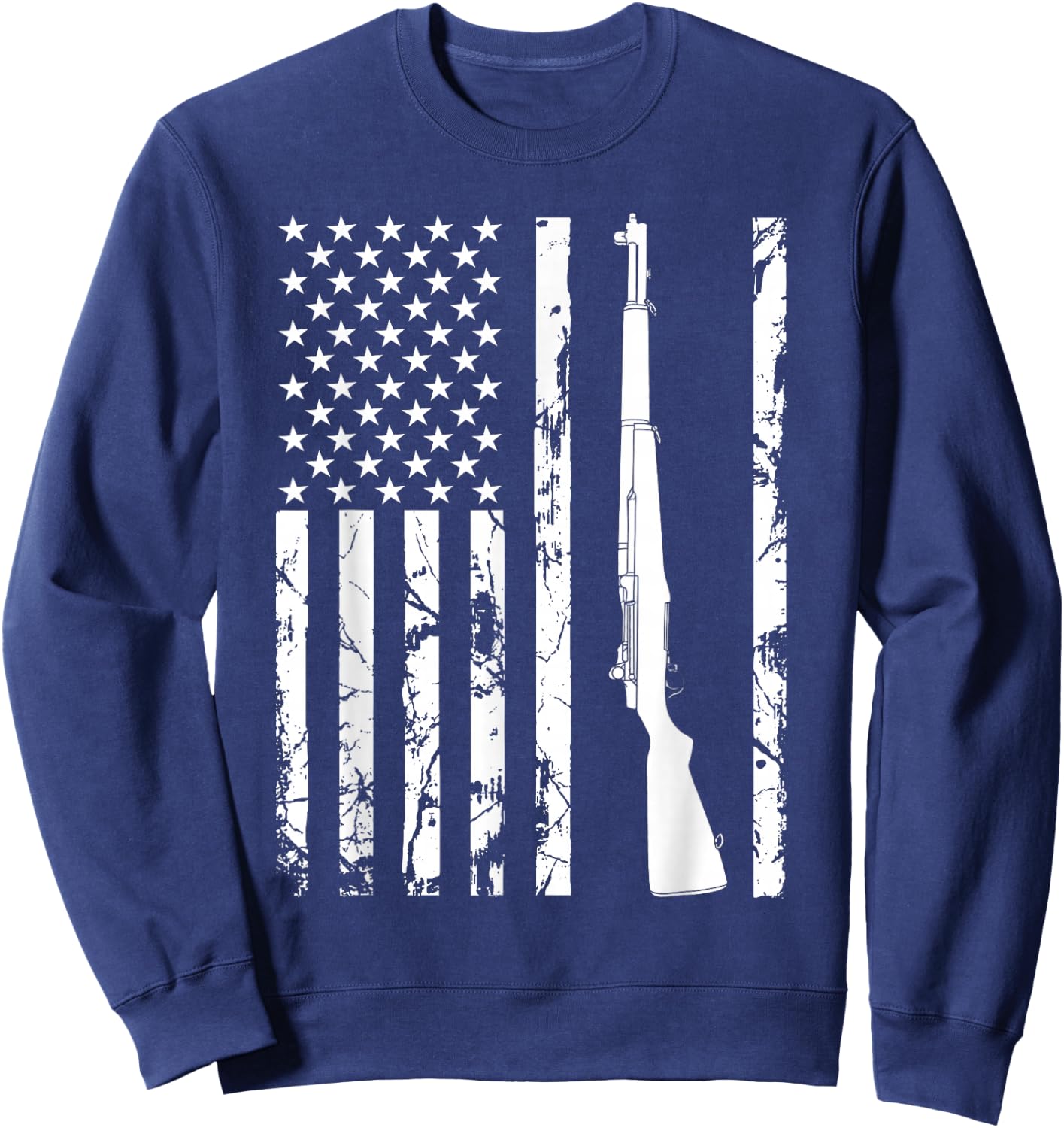 M1 Garand Rifle USA American Flag Sweatshirt - Sweatshirt | Navy