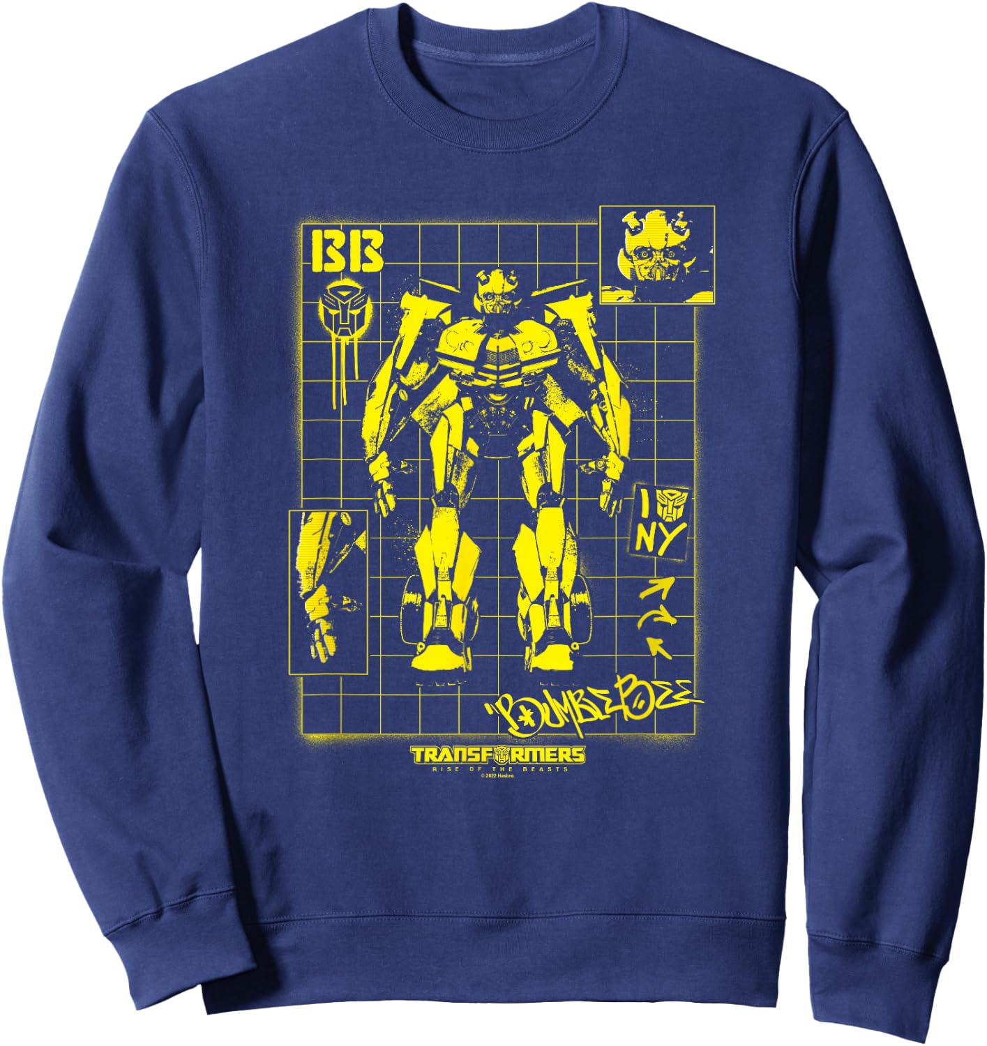 Transformers: Rise of the Beasts Bumblebee Schematics Retro Sweatshirt - Sweatshirt | Navy