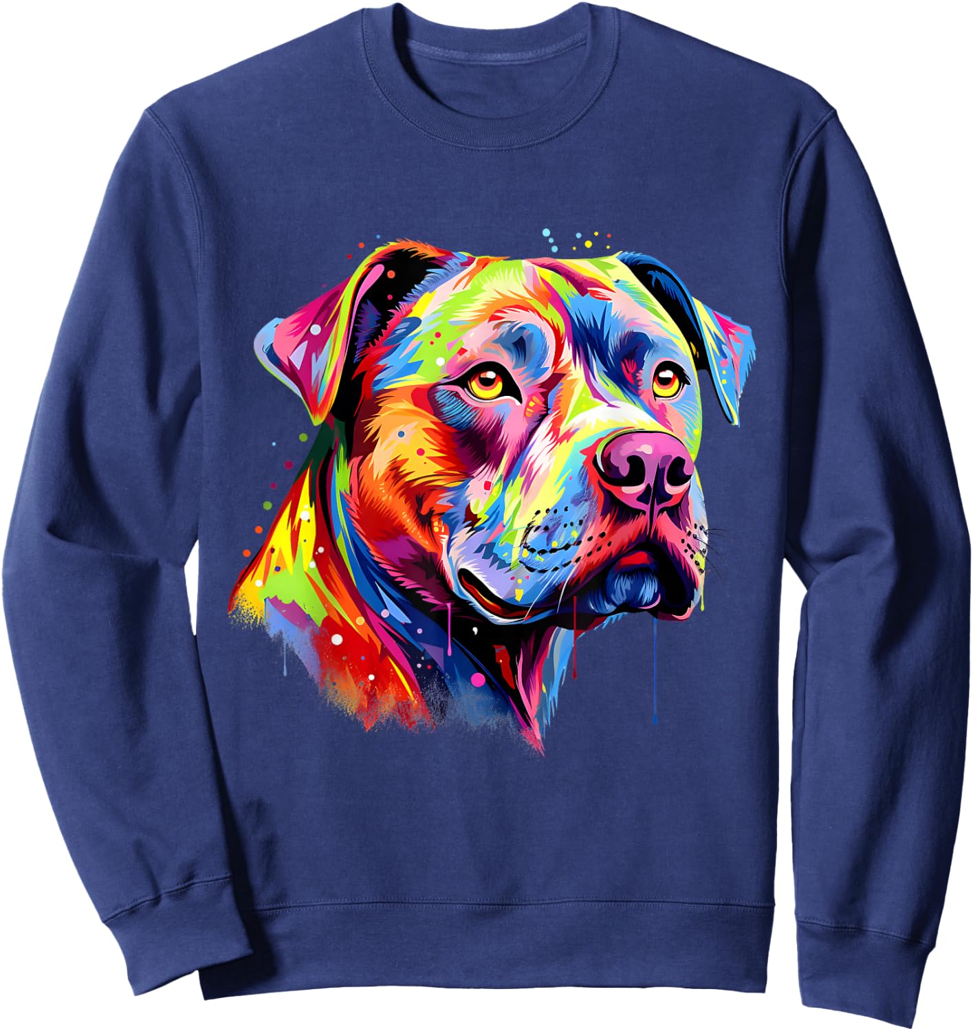 Pit Bull Mom Dog Lover Colorful Artistic Pitbull Owner Women Sweatshirt - Sweatshirt | Navy