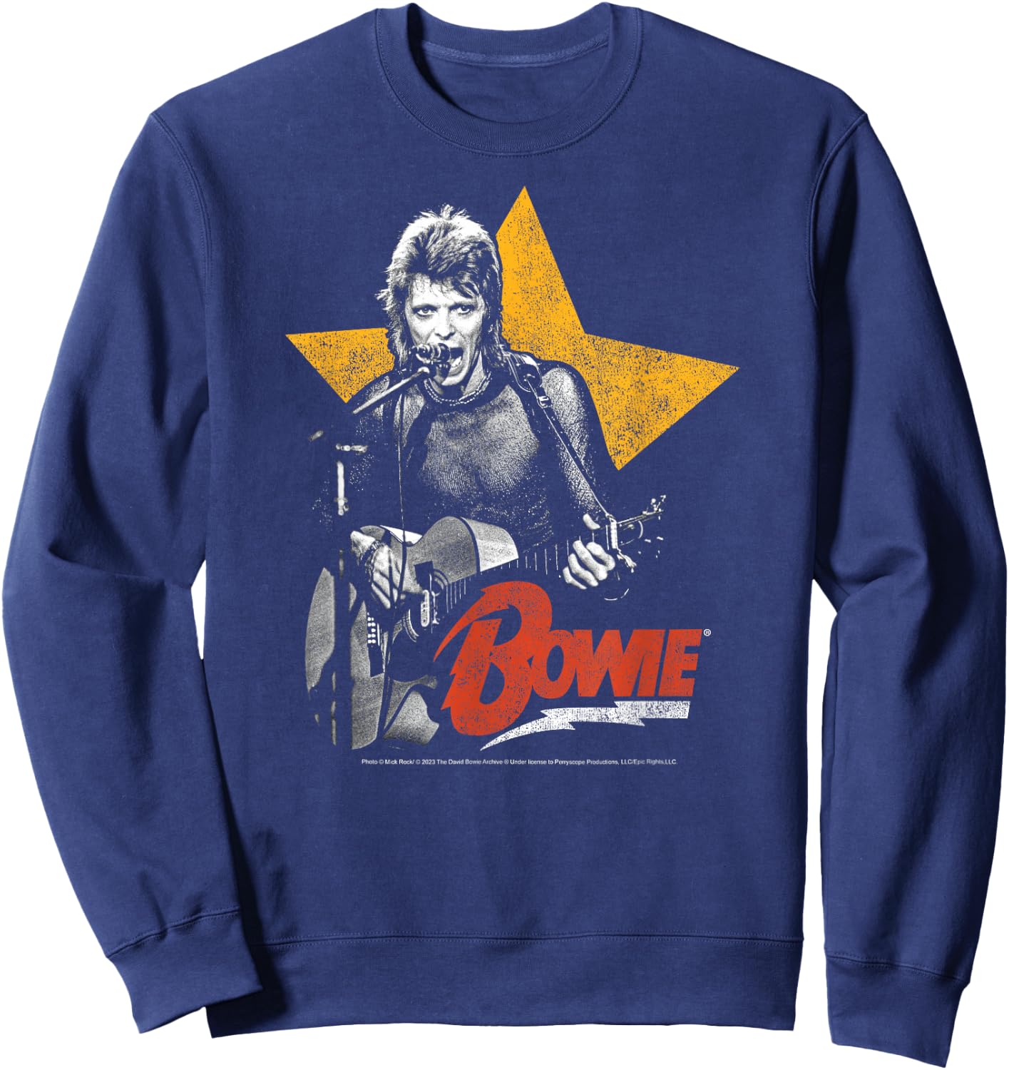 David Bowie- Bowie Guitar with Star Sweatshirt - Sweatshirt | Navy