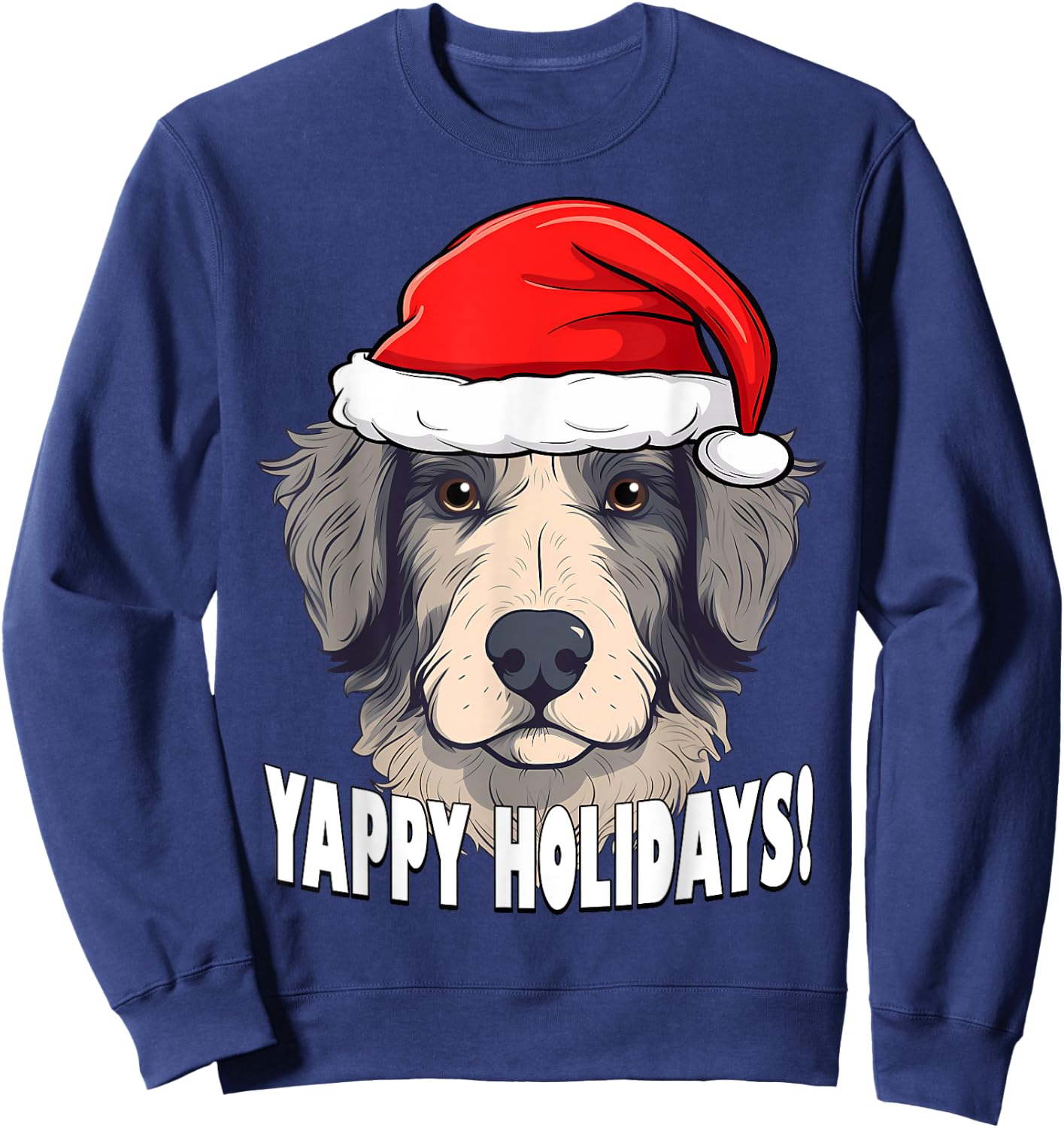 Christmas Aussiedoodle Yappy Holidays Funny Puppy Dog Sweatshirt - Sweatshirt | Navy