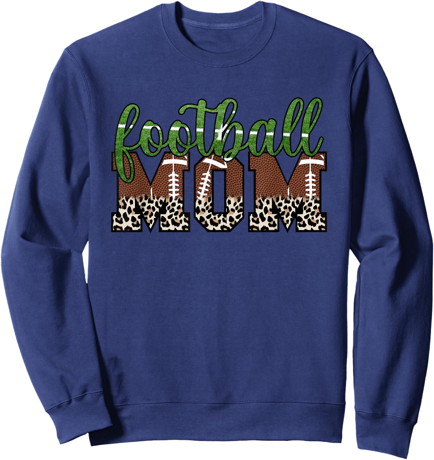 Moms Football Leopard Print Proud Women's Cheetah Pattern Sweatshirt - Sweatshirt | Navy