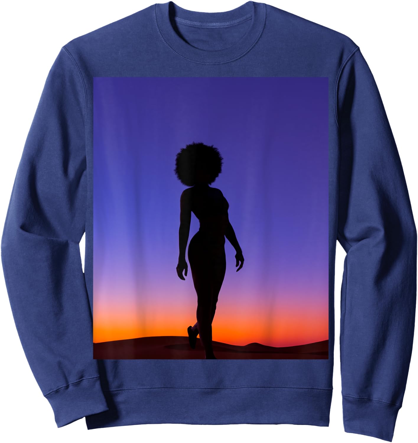 Mysterious Mirage: Silhouetted Sojourn in a Desert Night Sweatshirt - Sweatshirt | Navy