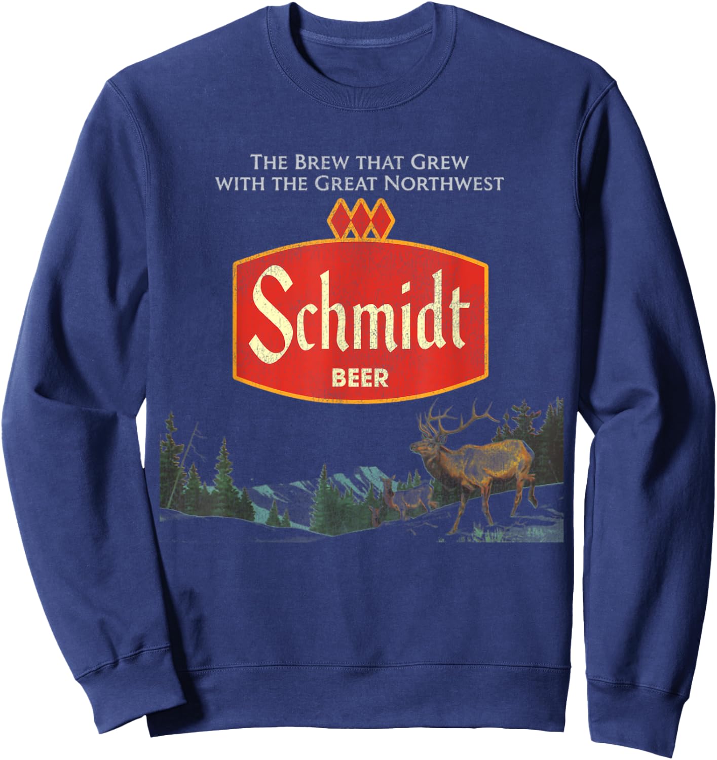 Beer Schmidt Beer Retro Defunct Nature Scene Sweatshirt - Sweatshirt | Navy