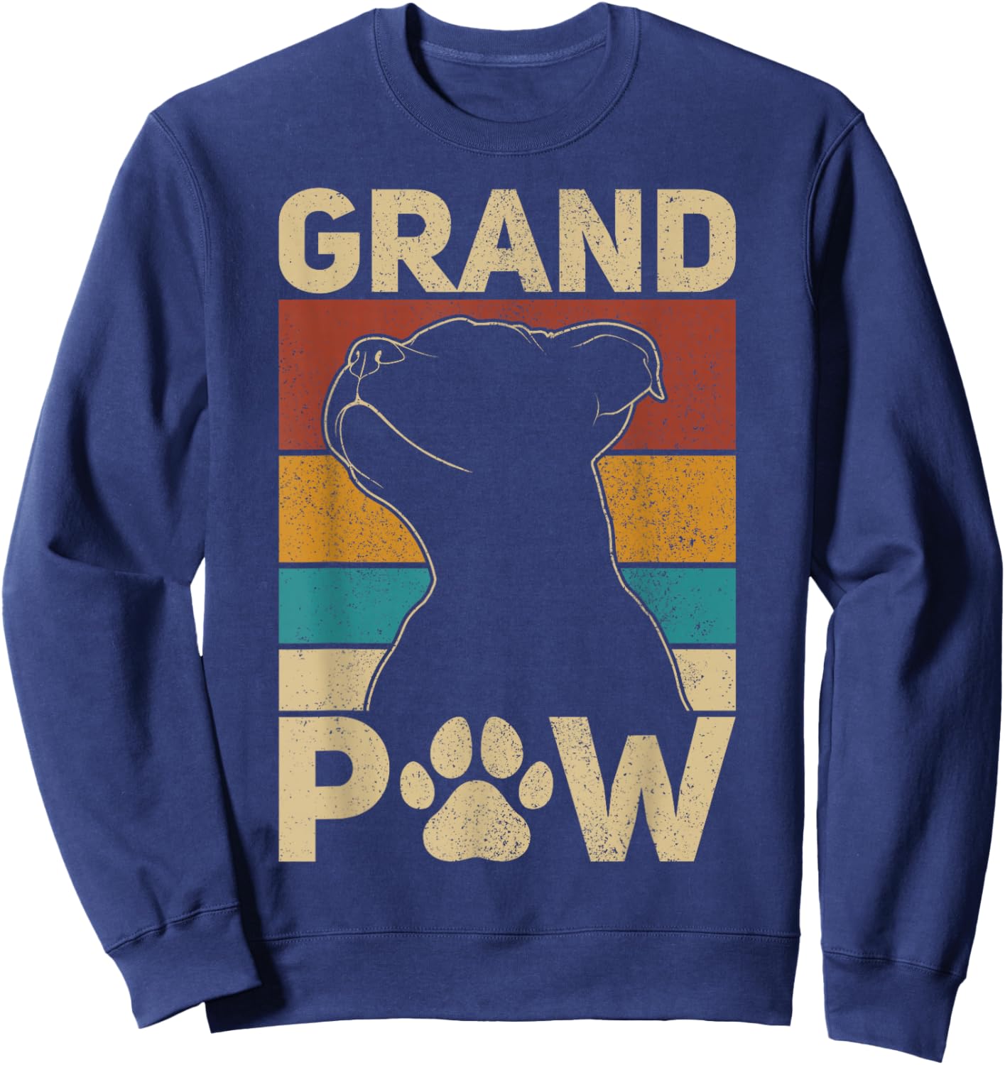 Grandpaw Dog Grandpa Funny Dog Lover Grandfather Men Pitbull Sweatshirt - Sweatshirt | Navy